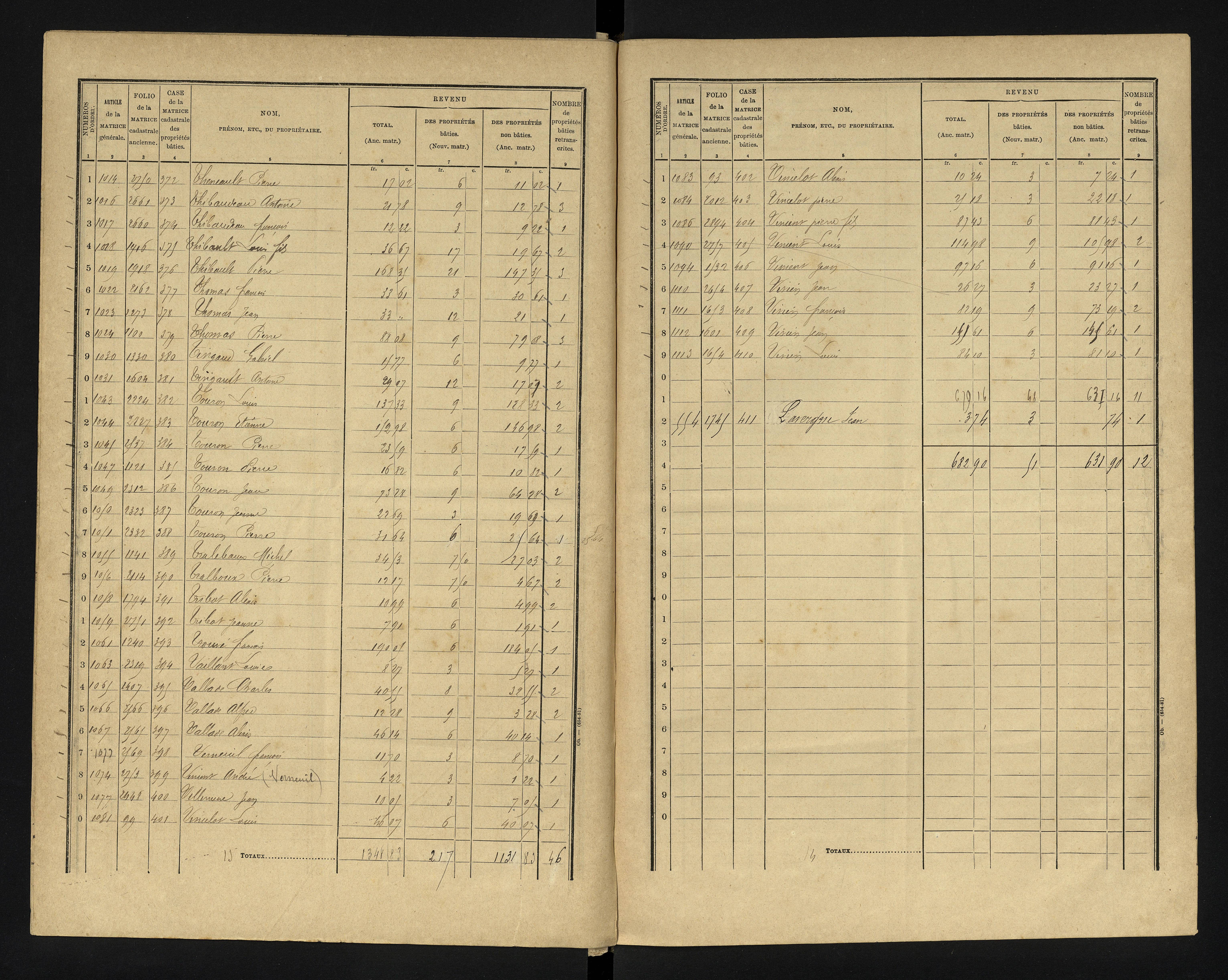 Blanzay - FRAD086_cadastre Cases 1-552 