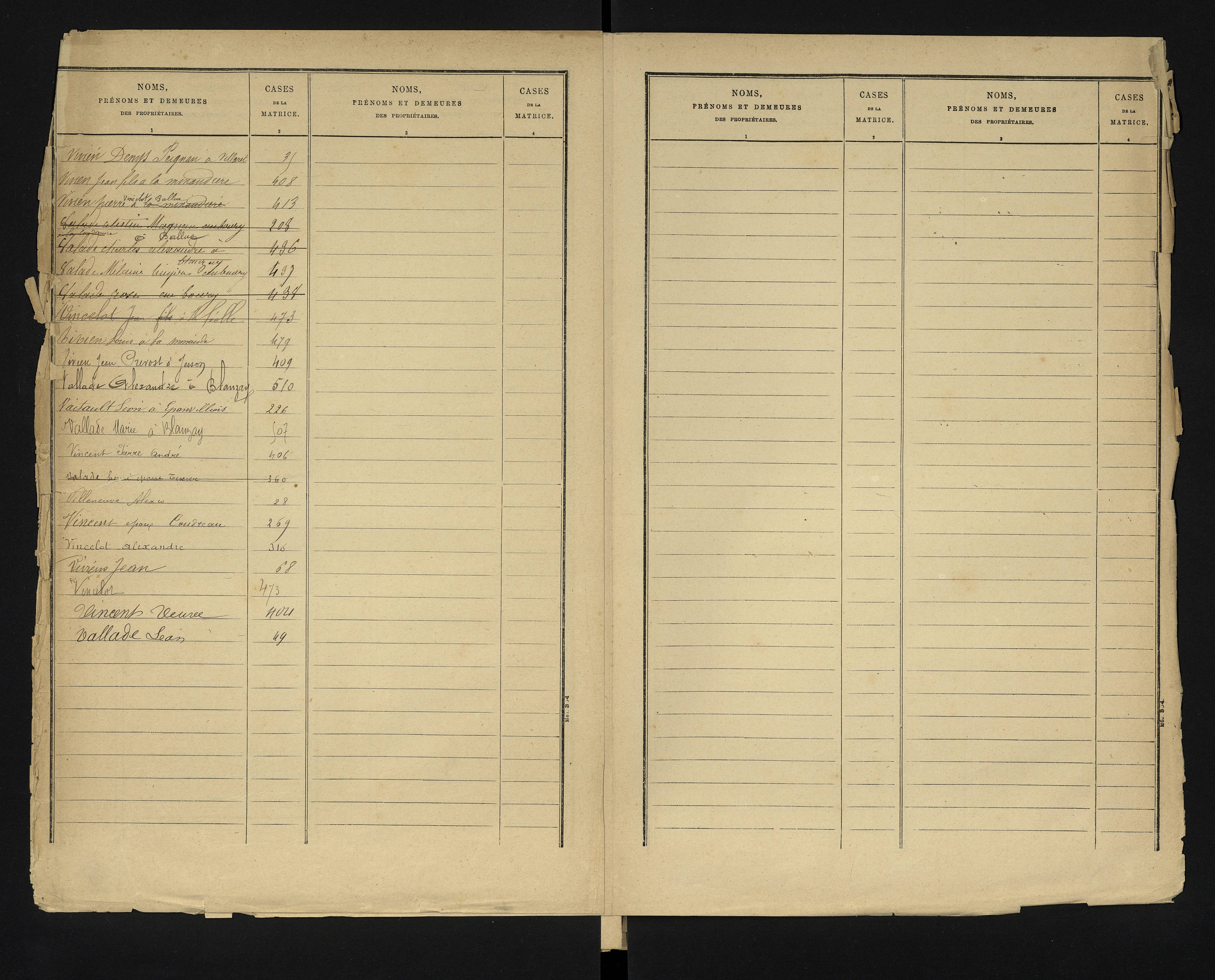 Blanzay - FRAD086_cadastre Cases 1-552 