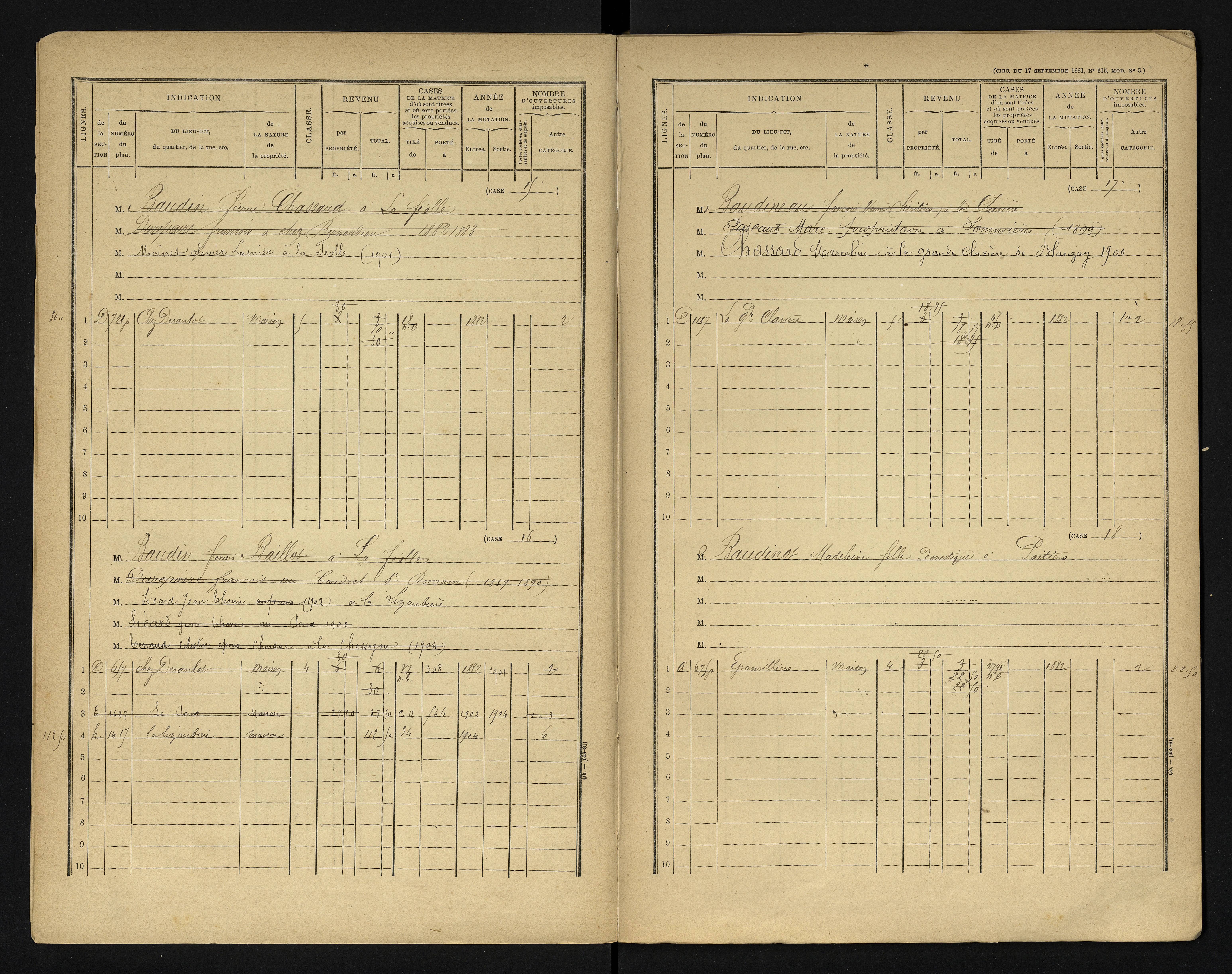 Blanzay - FRAD086_cadastre Cases 1-552 
