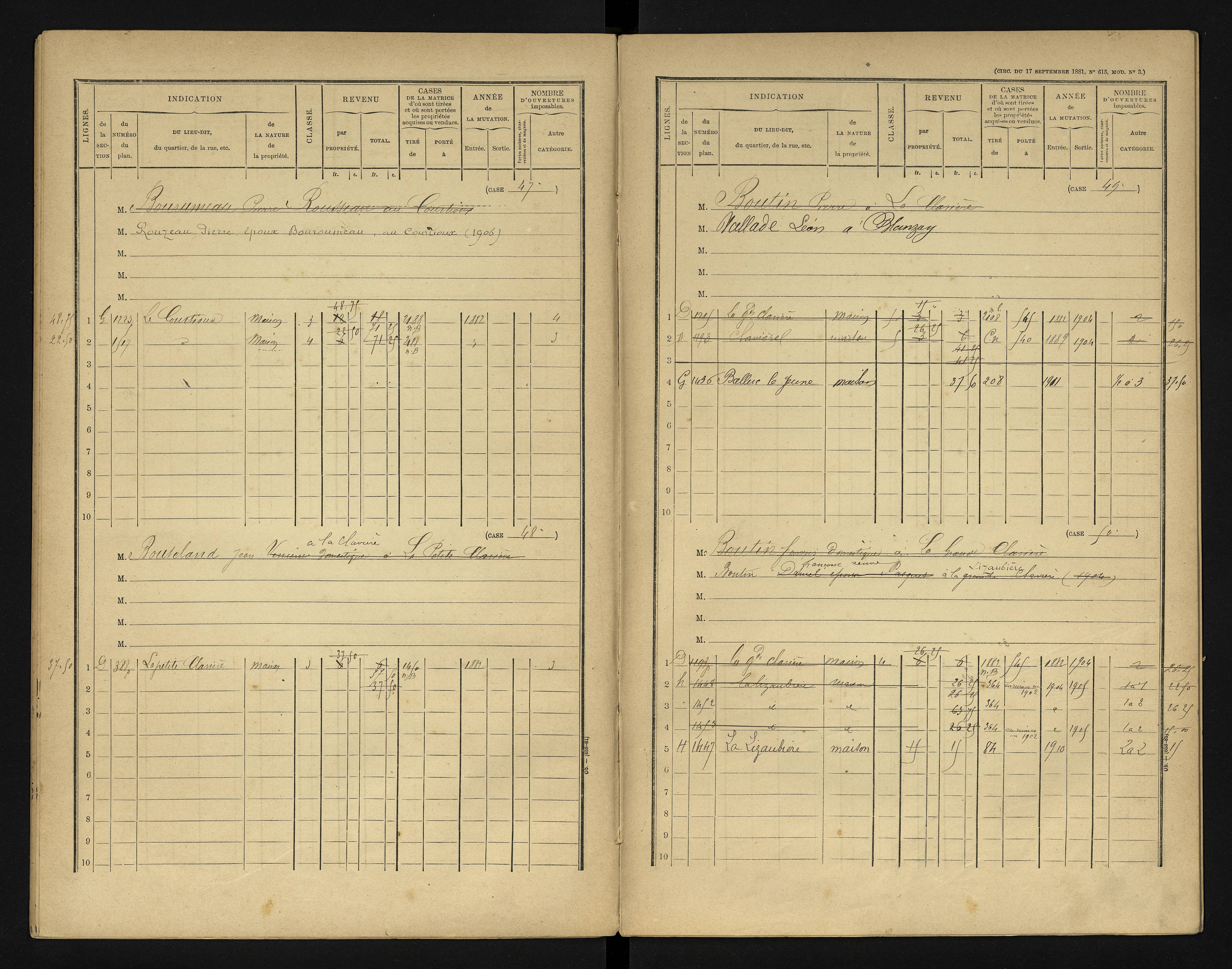 Blanzay - FRAD086_cadastre Cases 1-552 