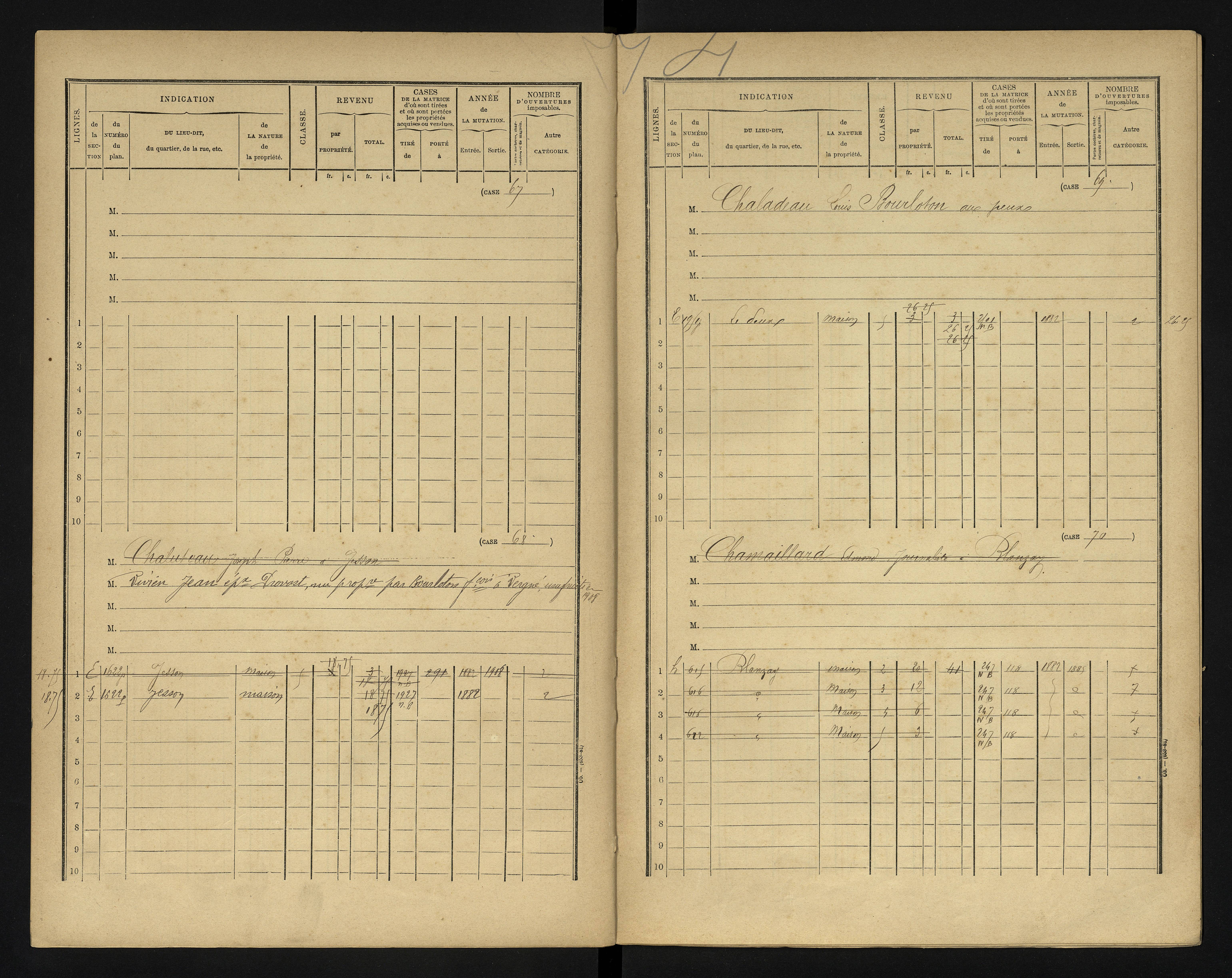 Blanzay - FRAD086_cadastre Cases 1-552 