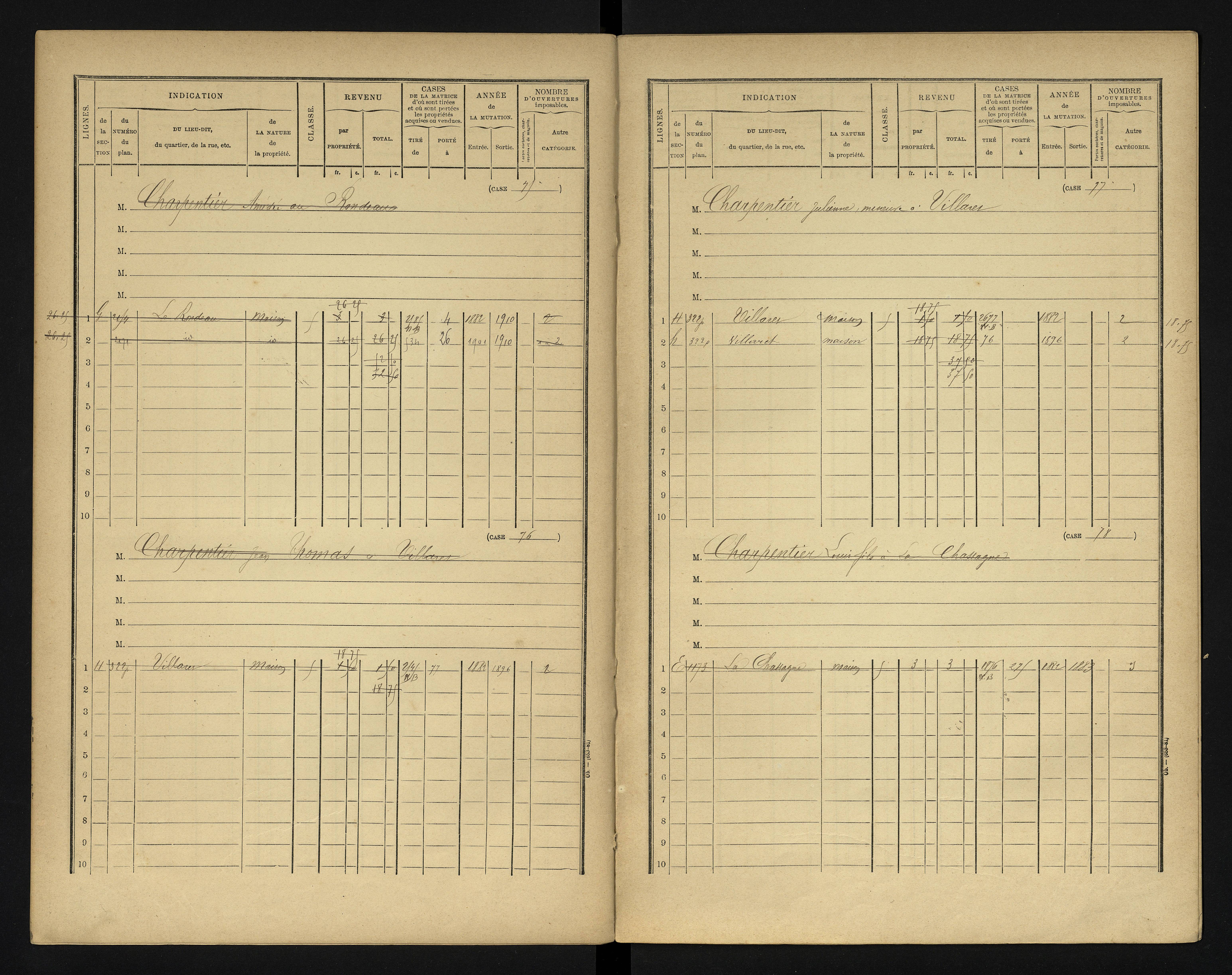 Blanzay - FRAD086_cadastre Cases 1-552 