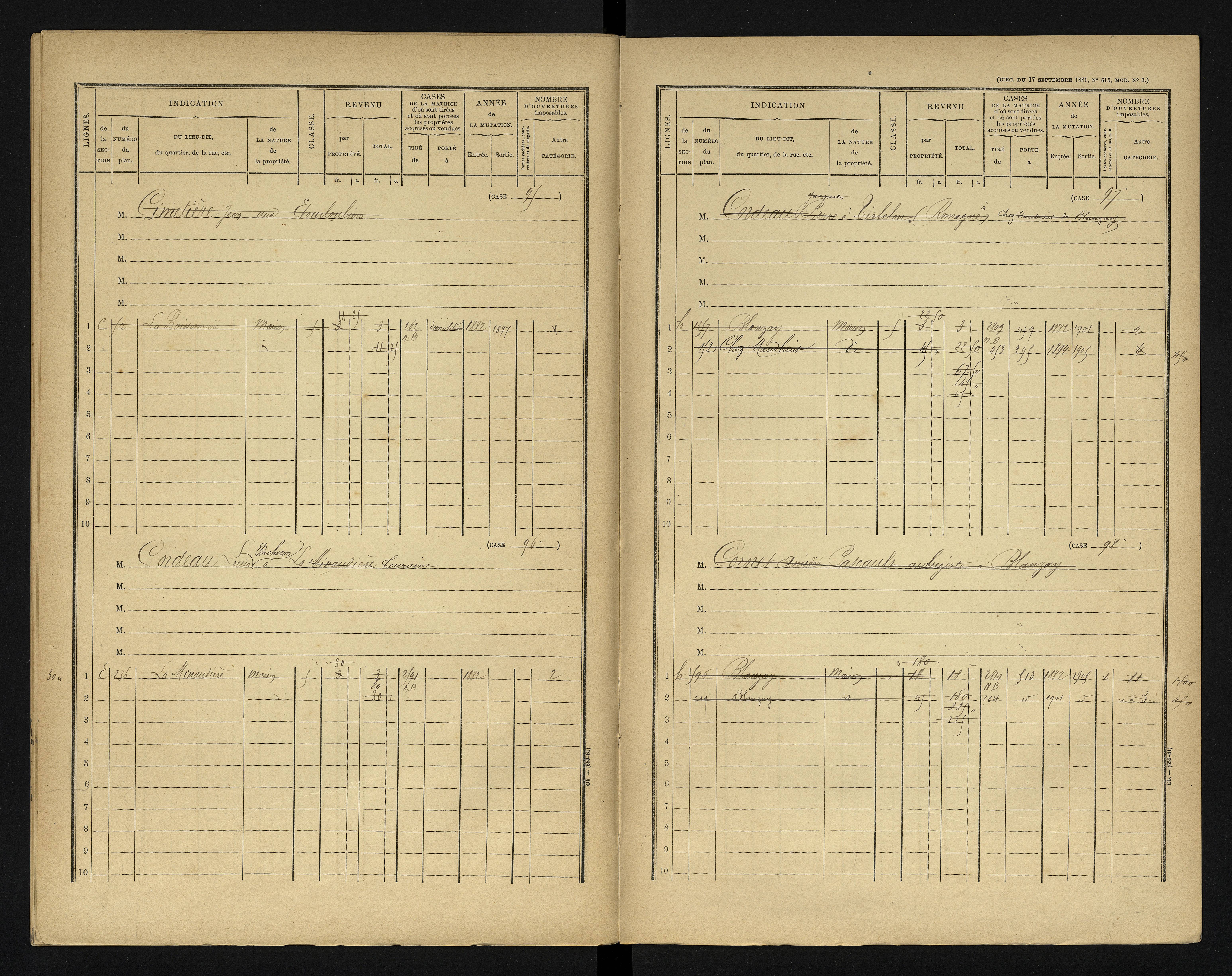 Blanzay - FRAD086_cadastre Cases 1-552 