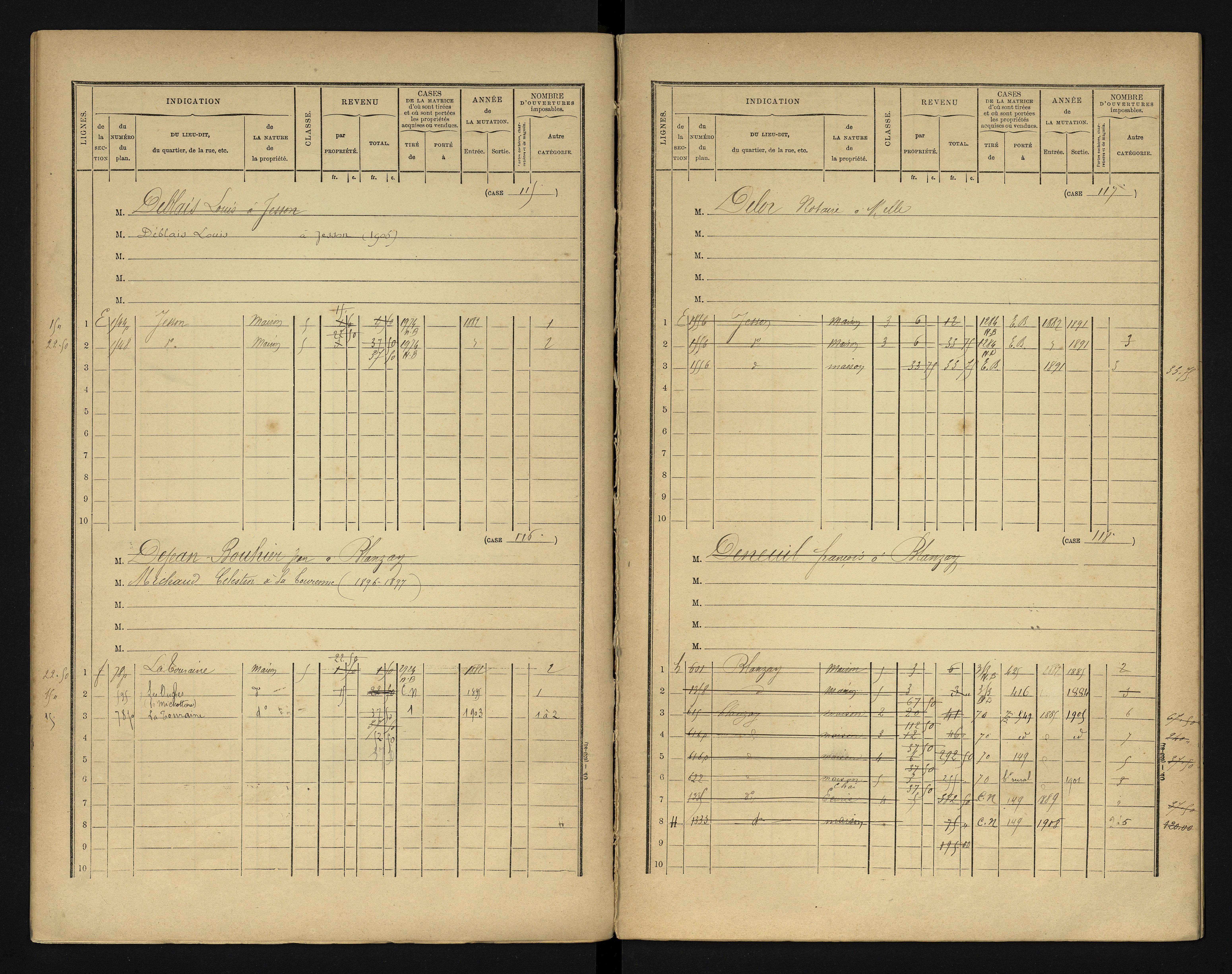 Blanzay - FRAD086_cadastre Cases 1-552 