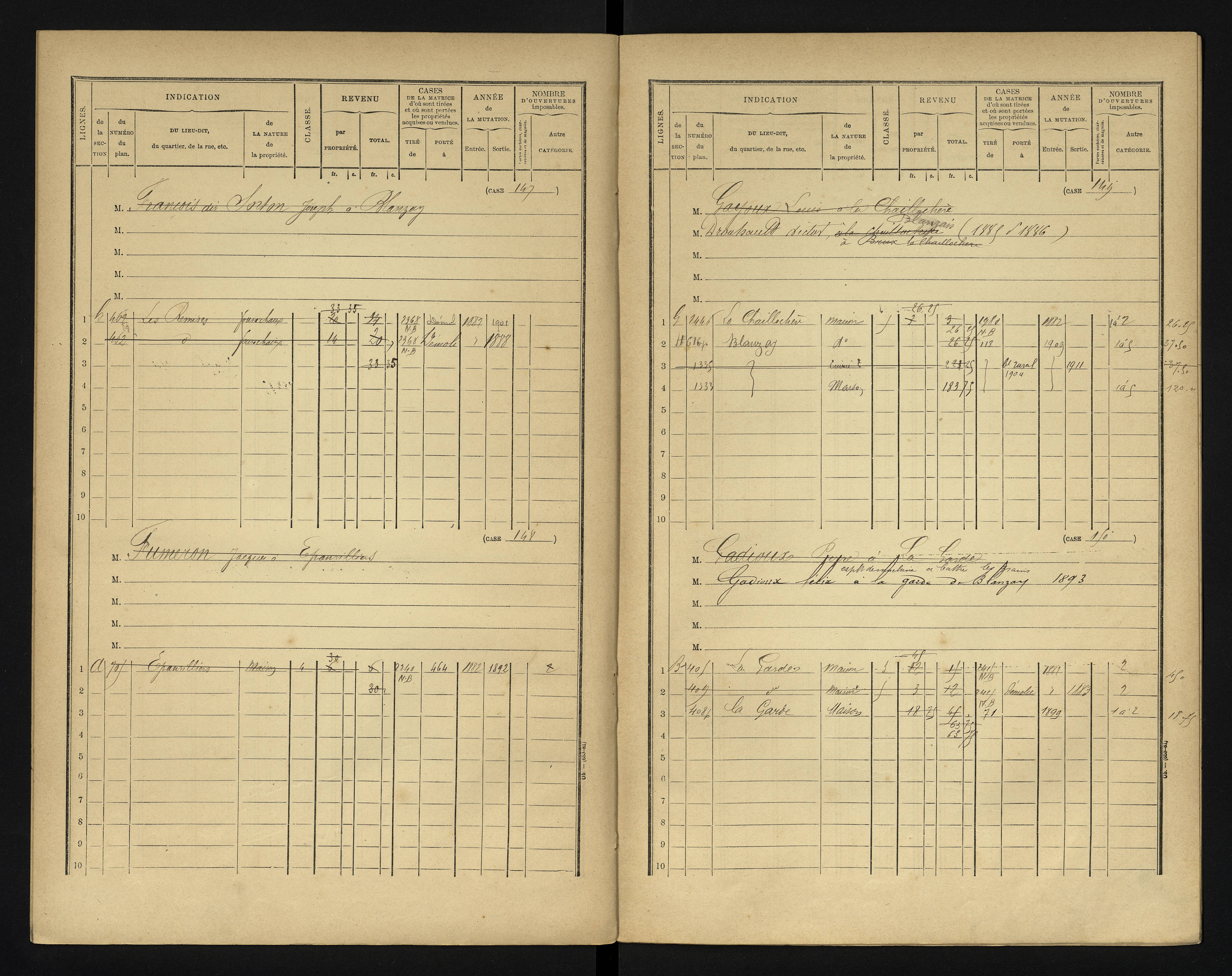 Blanzay - FRAD086_cadastre Cases 1-552 
