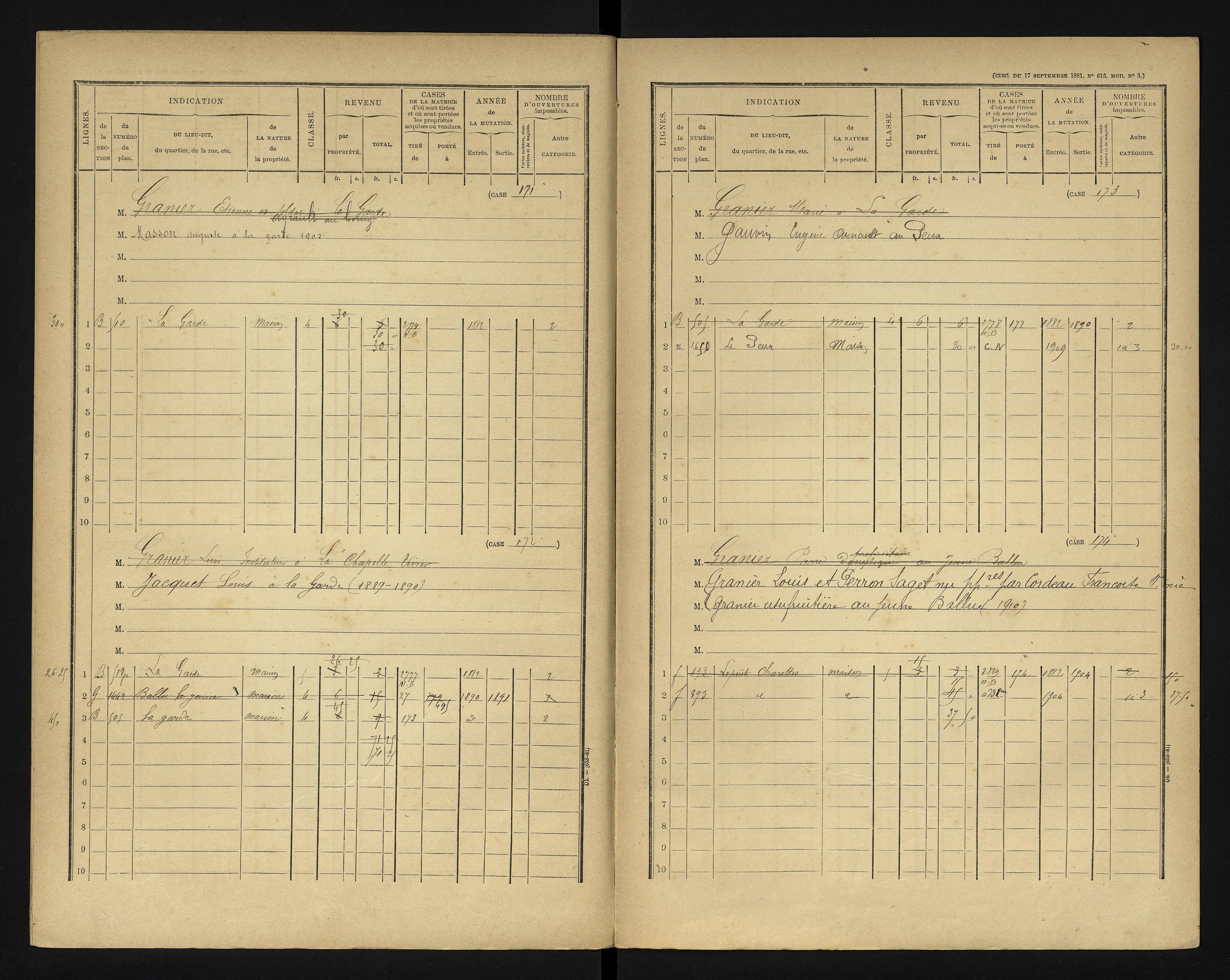 Blanzay - FRAD086_cadastre Cases 1-552 