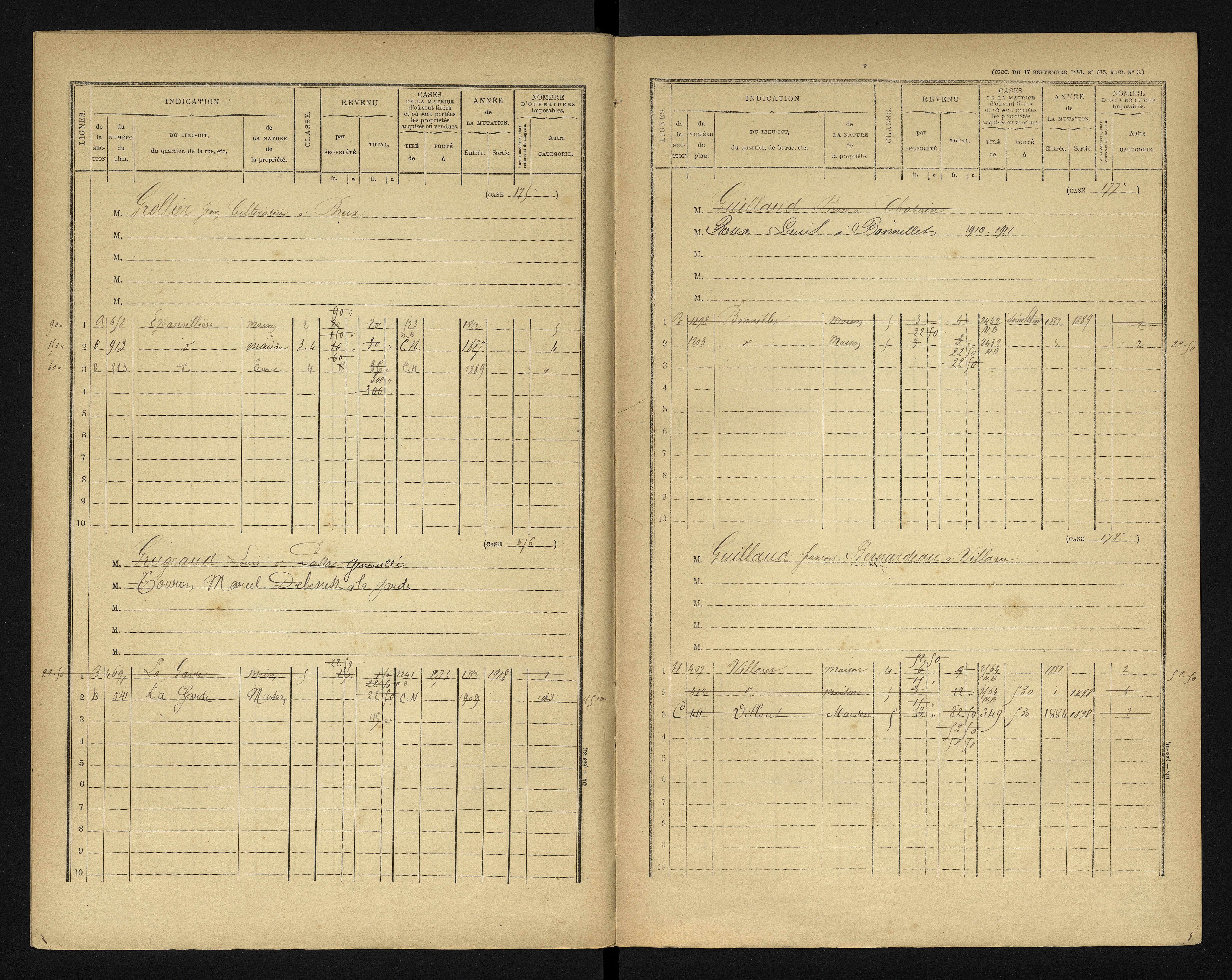 Blanzay - FRAD086_cadastre Cases 1-552 