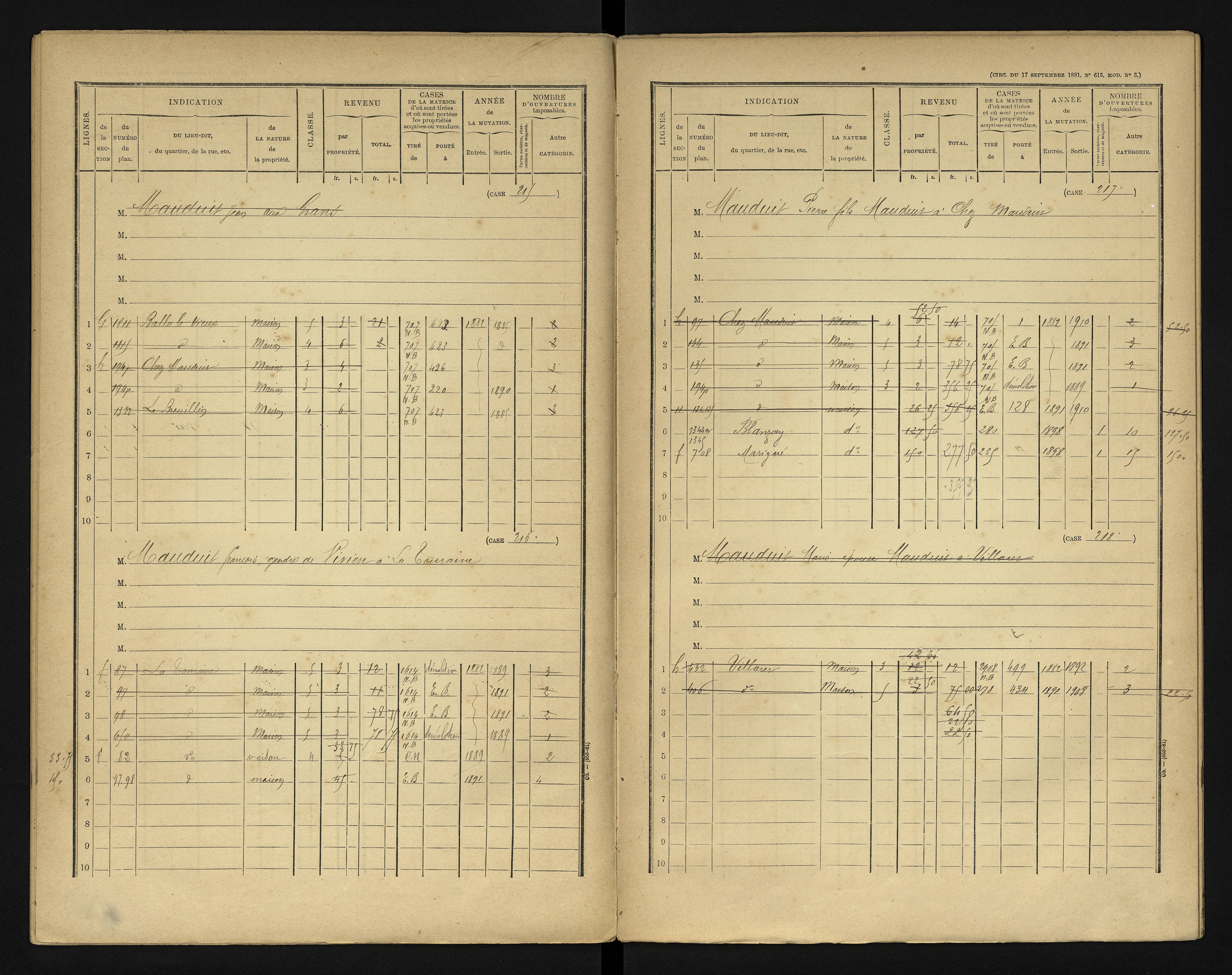 Blanzay - FRAD086_cadastre Cases 1-552 