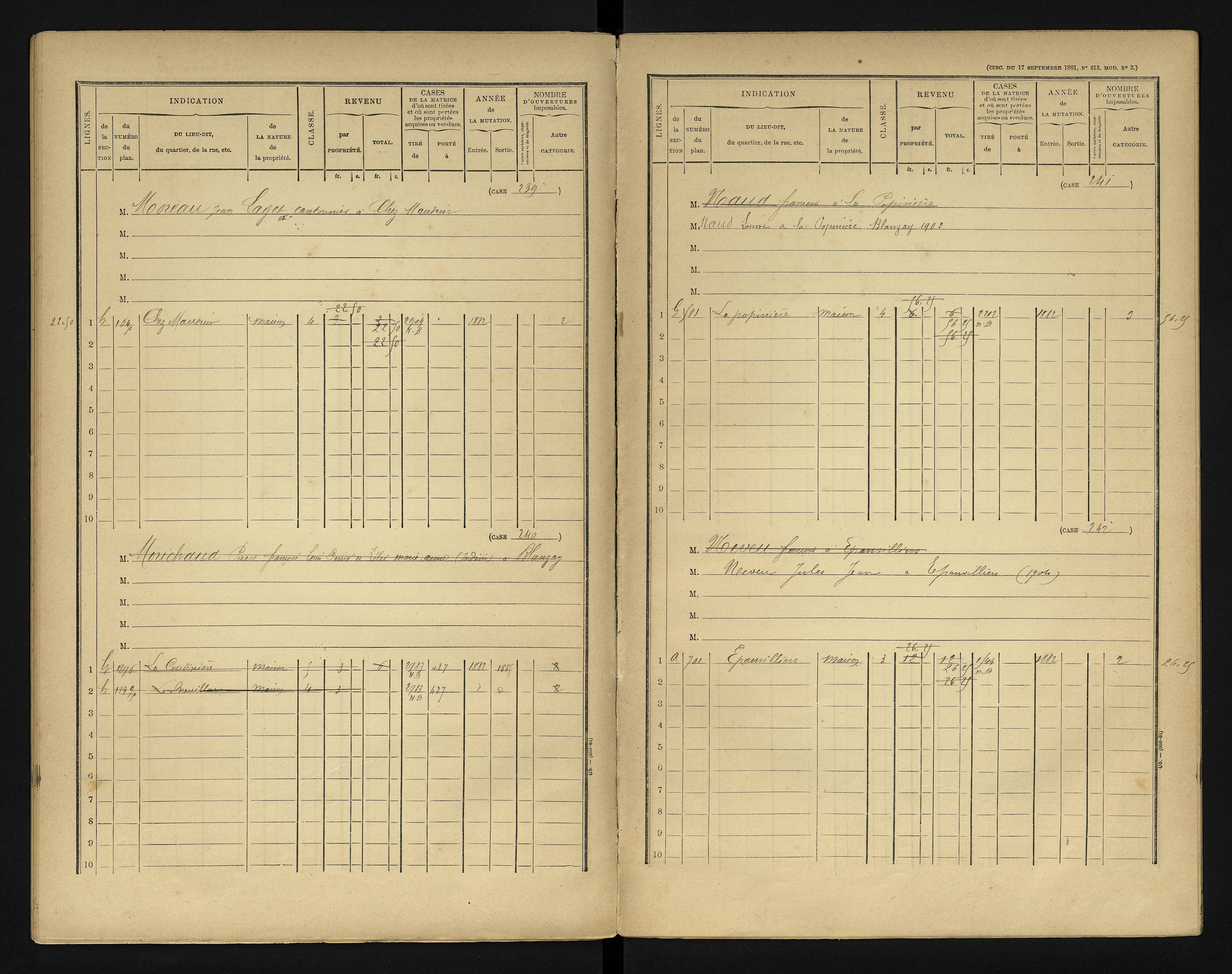 Blanzay - FRAD086_cadastre Cases 1-552 