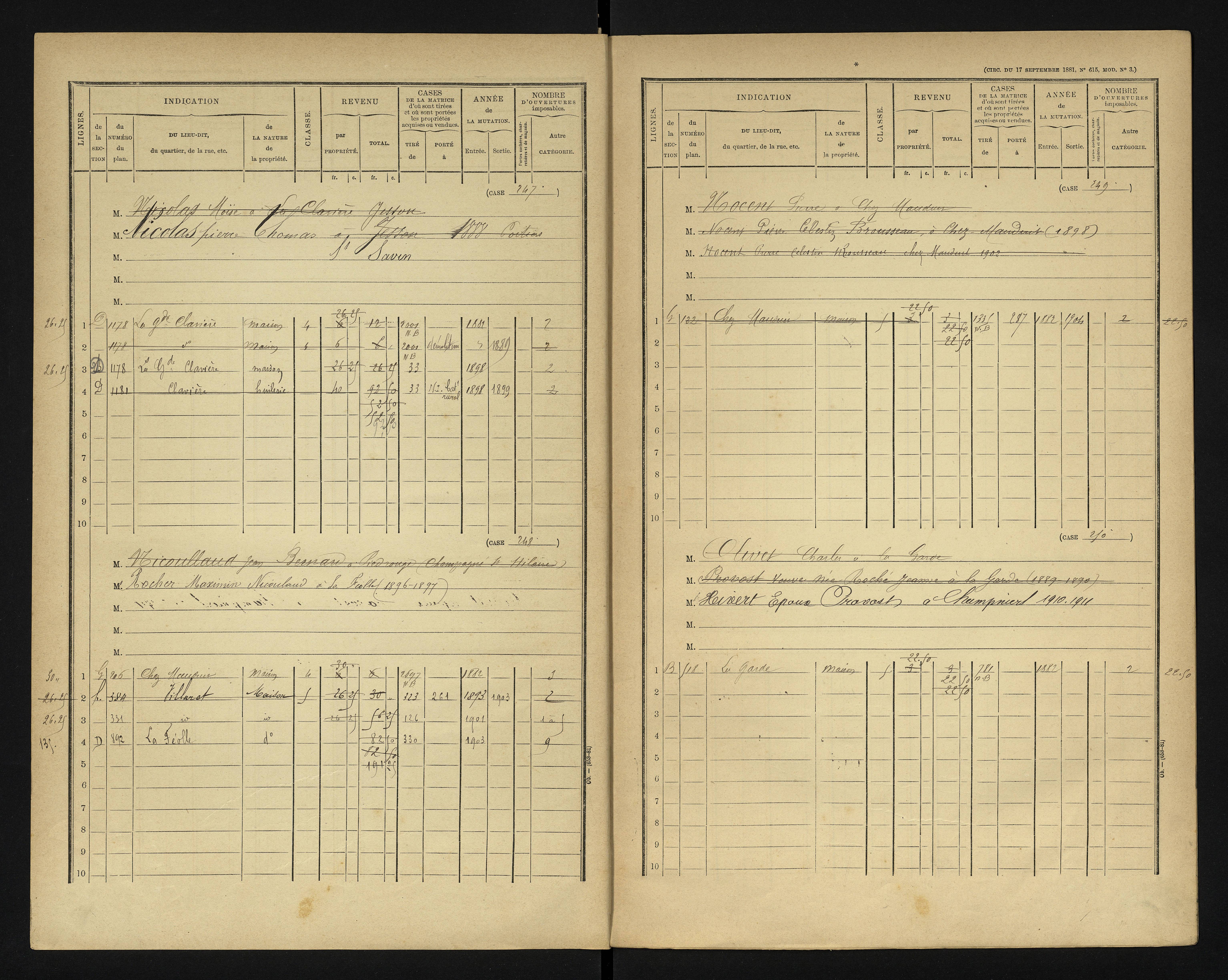 Blanzay - FRAD086_cadastre Cases 1-552 