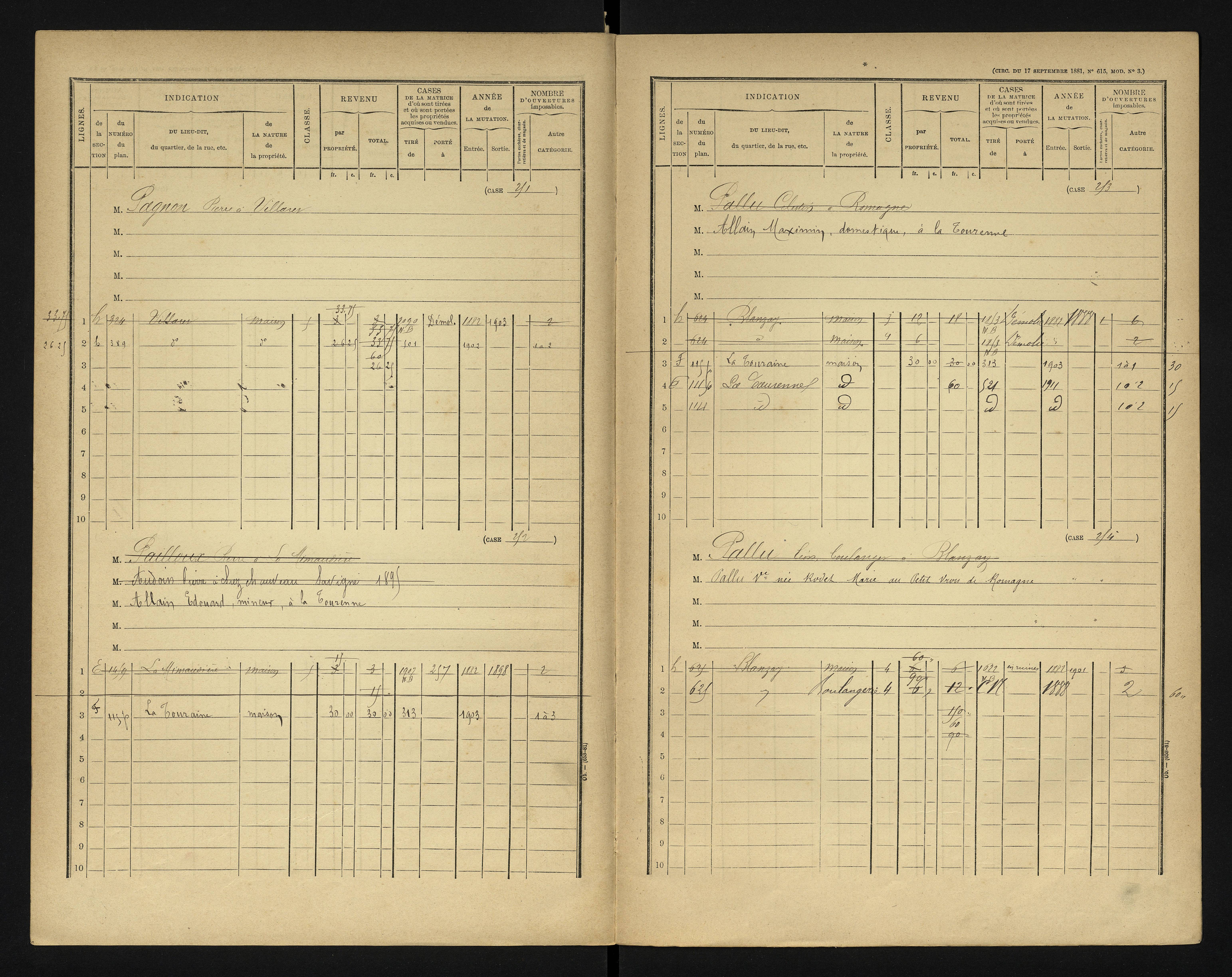 Blanzay - FRAD086_cadastre Cases 1-552 