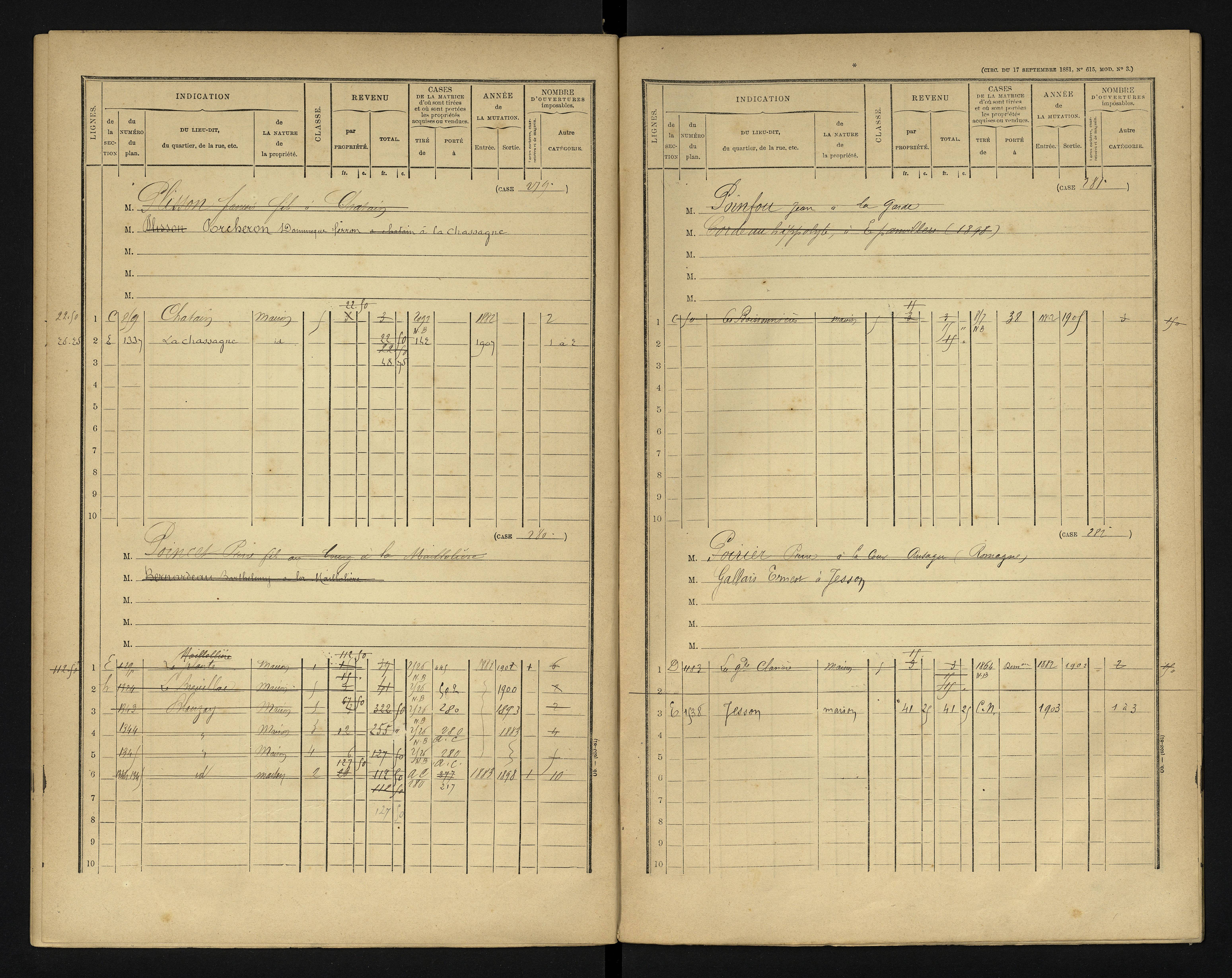 Blanzay - FRAD086_cadastre Cases 1-552 