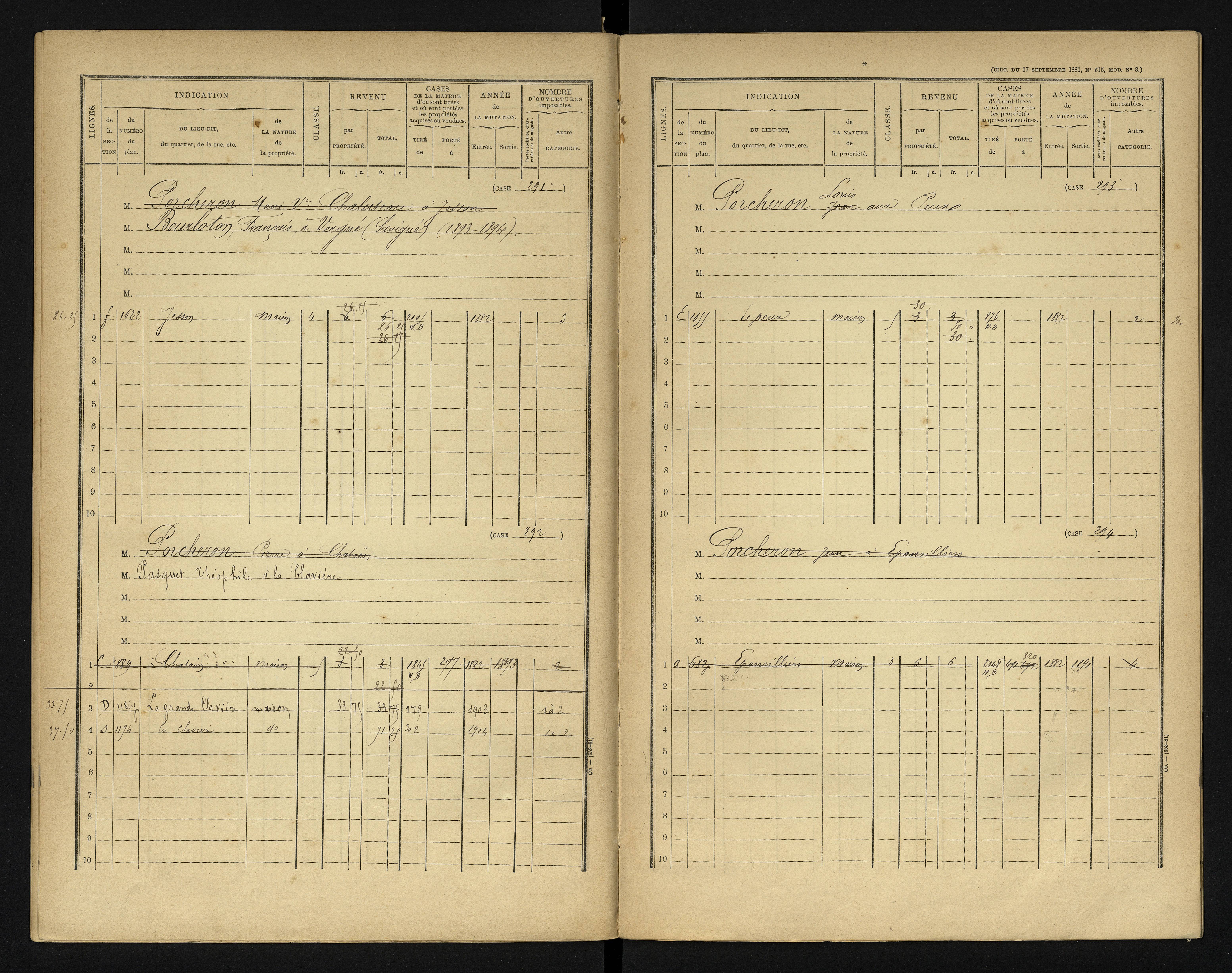 Blanzay - FRAD086_cadastre Cases 1-552 