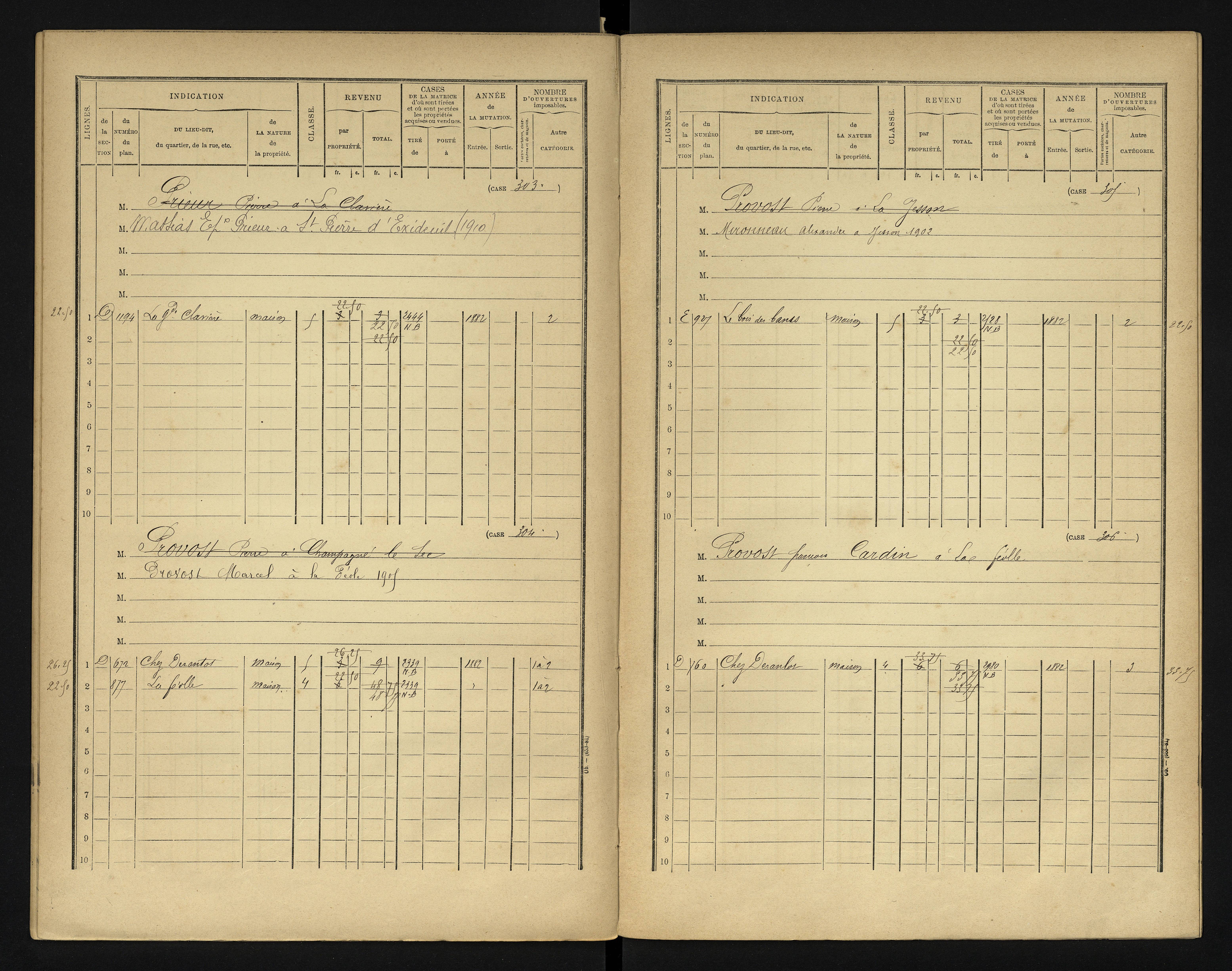 Blanzay - FRAD086_cadastre Cases 1-552 