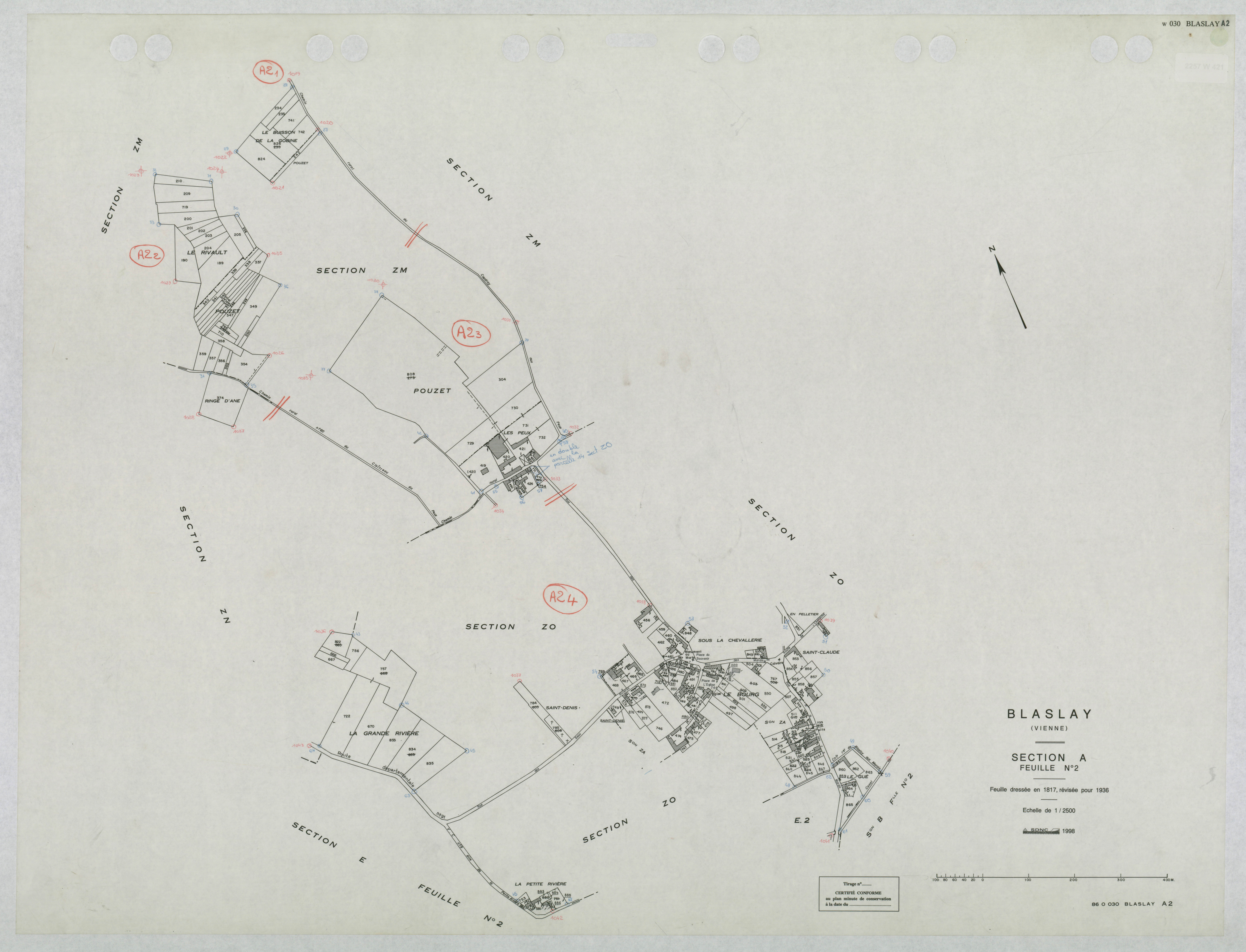 Blaslay - FRAD086_cadastre Plans mis à jour 