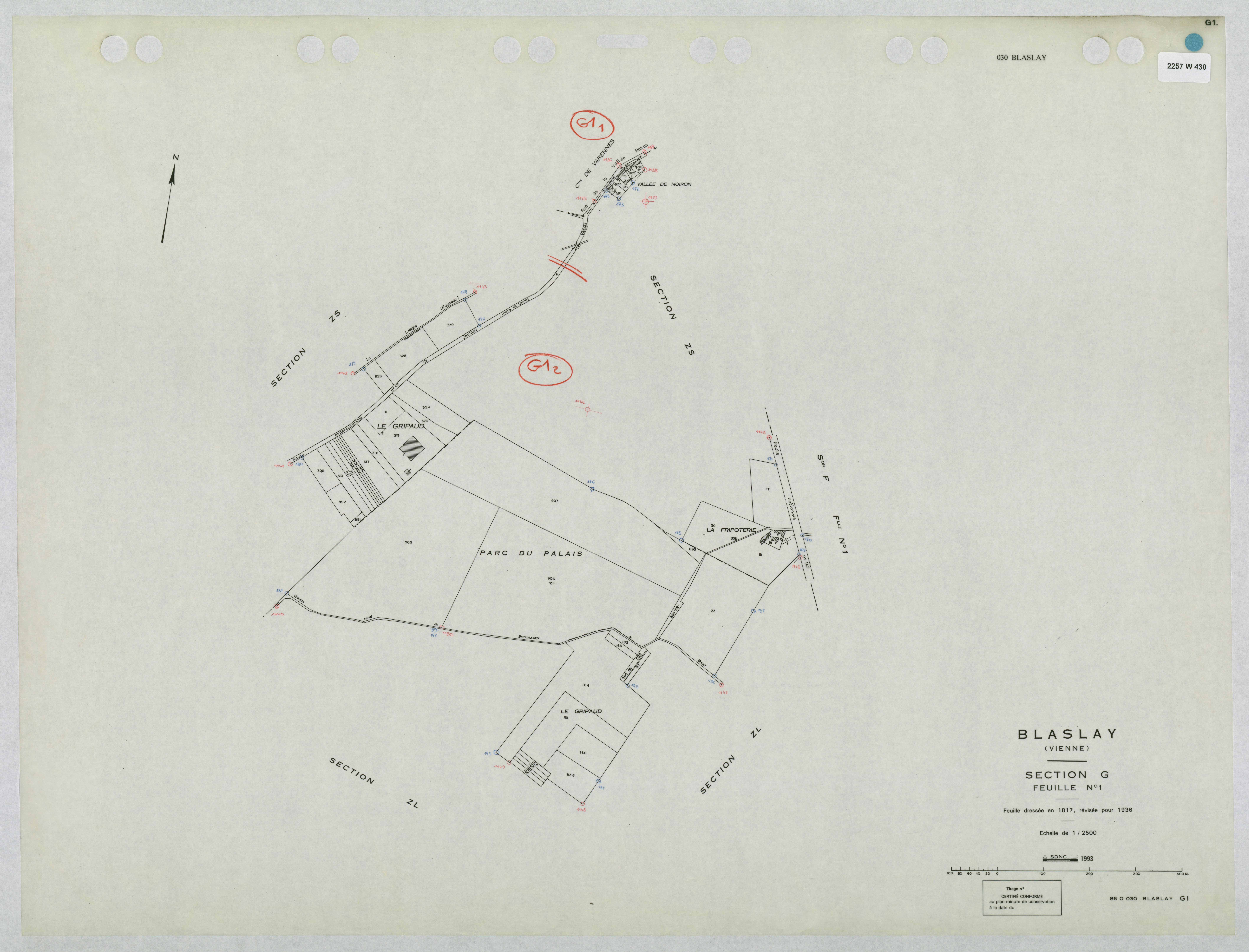 Blaslay - FRAD086_cadastre Plans mis à jour 