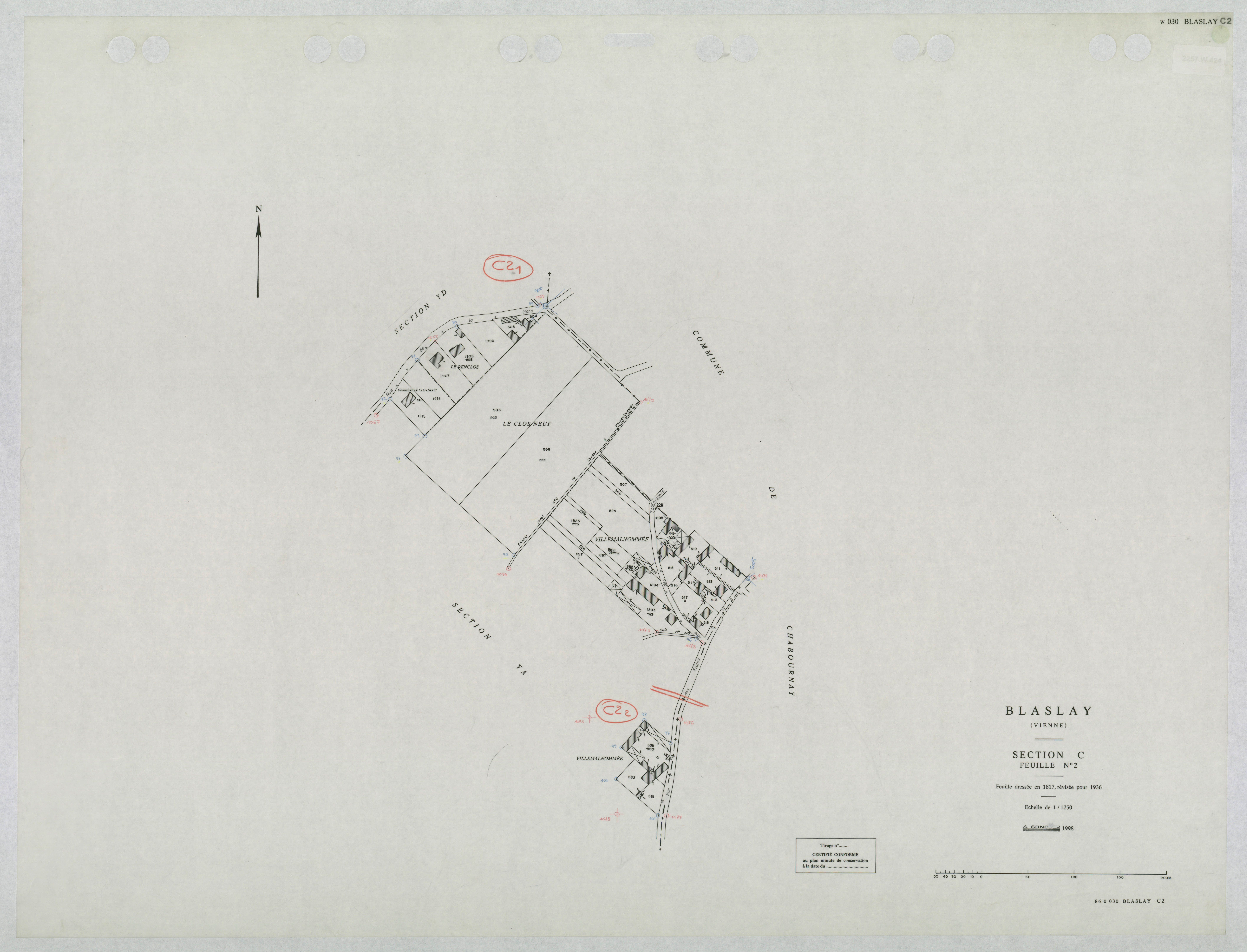 Blaslay - FRAD086_cadastre Plans mis à jour 