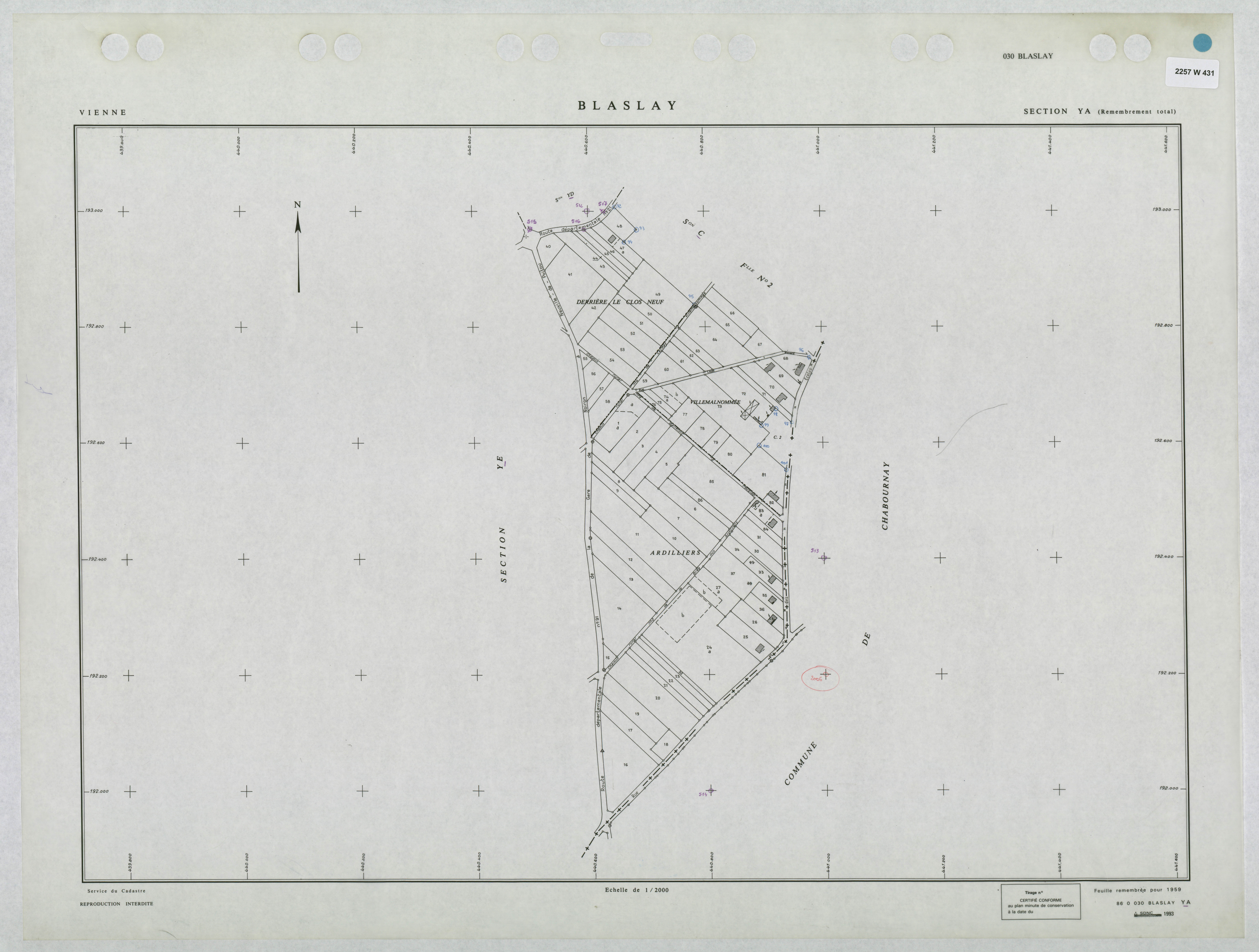 Blaslay - FRAD086_cadastre Plans remembrés 