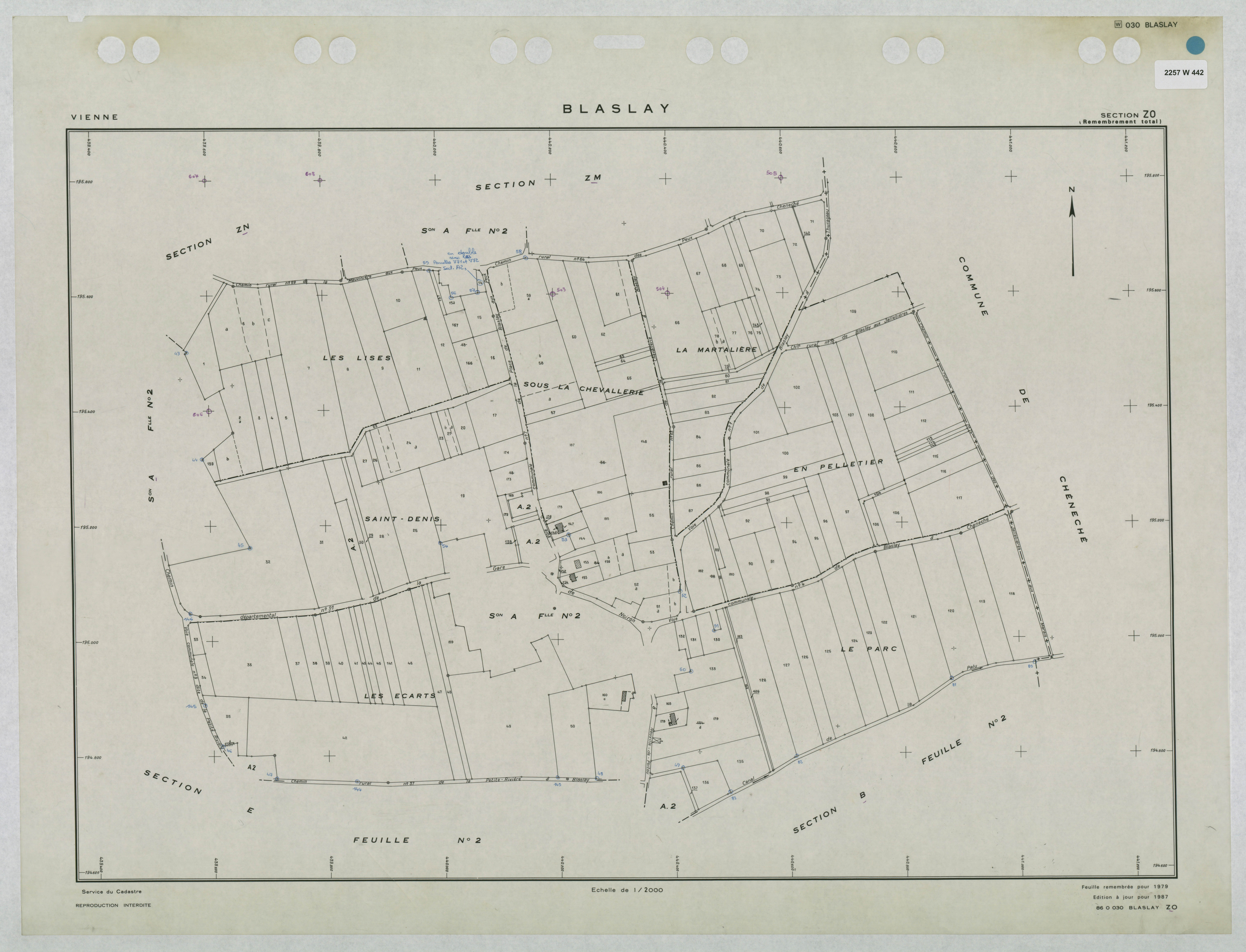 Blaslay - FRAD086_cadastre Plans remembrés 