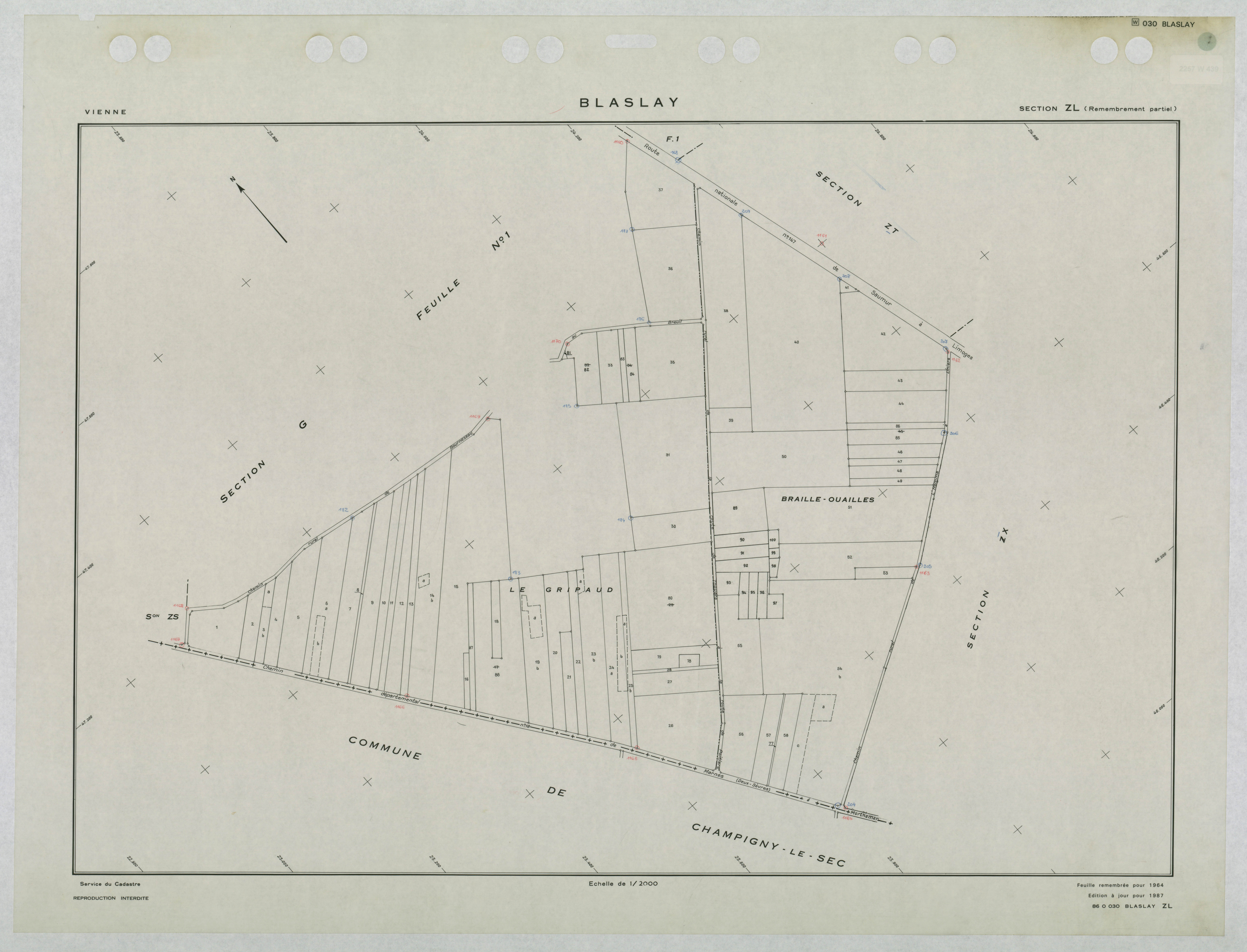 Blaslay - FRAD086_cadastre Plans remembrés 