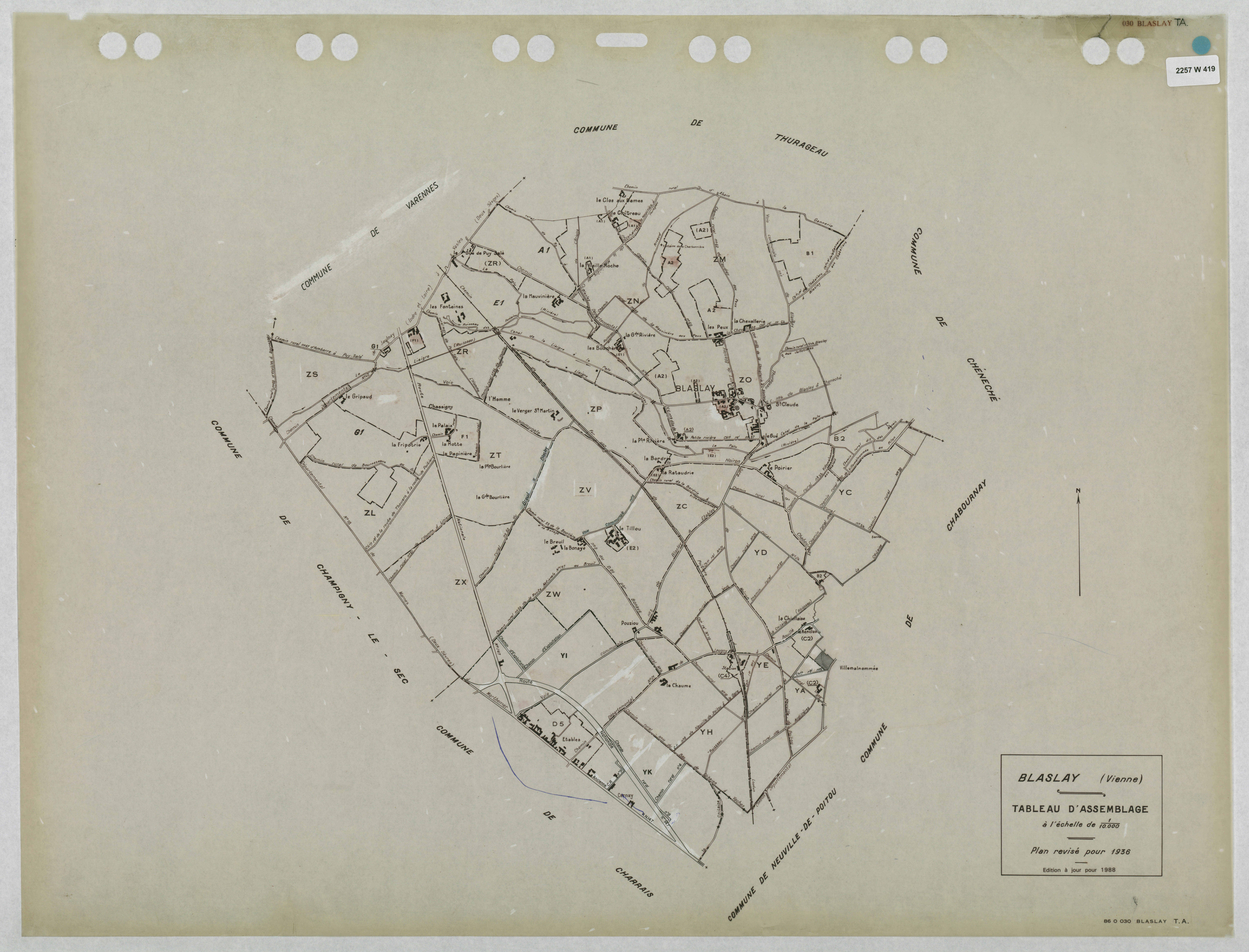 Blaslay - FRAD086_cadastre Tableau d'assemblage (1 feuille) 