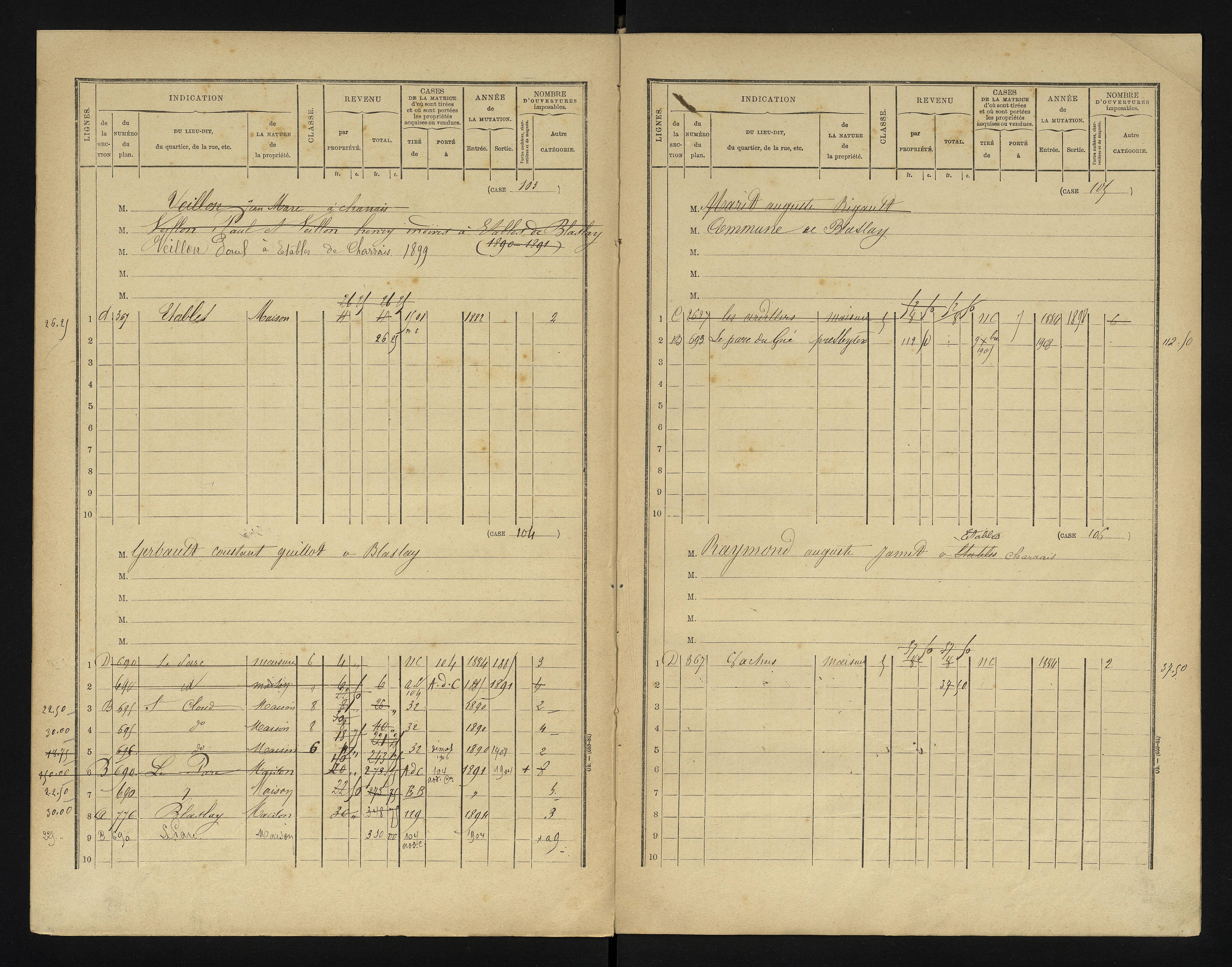 Blaslay - FRAD086_cadastre Cases 1-144 