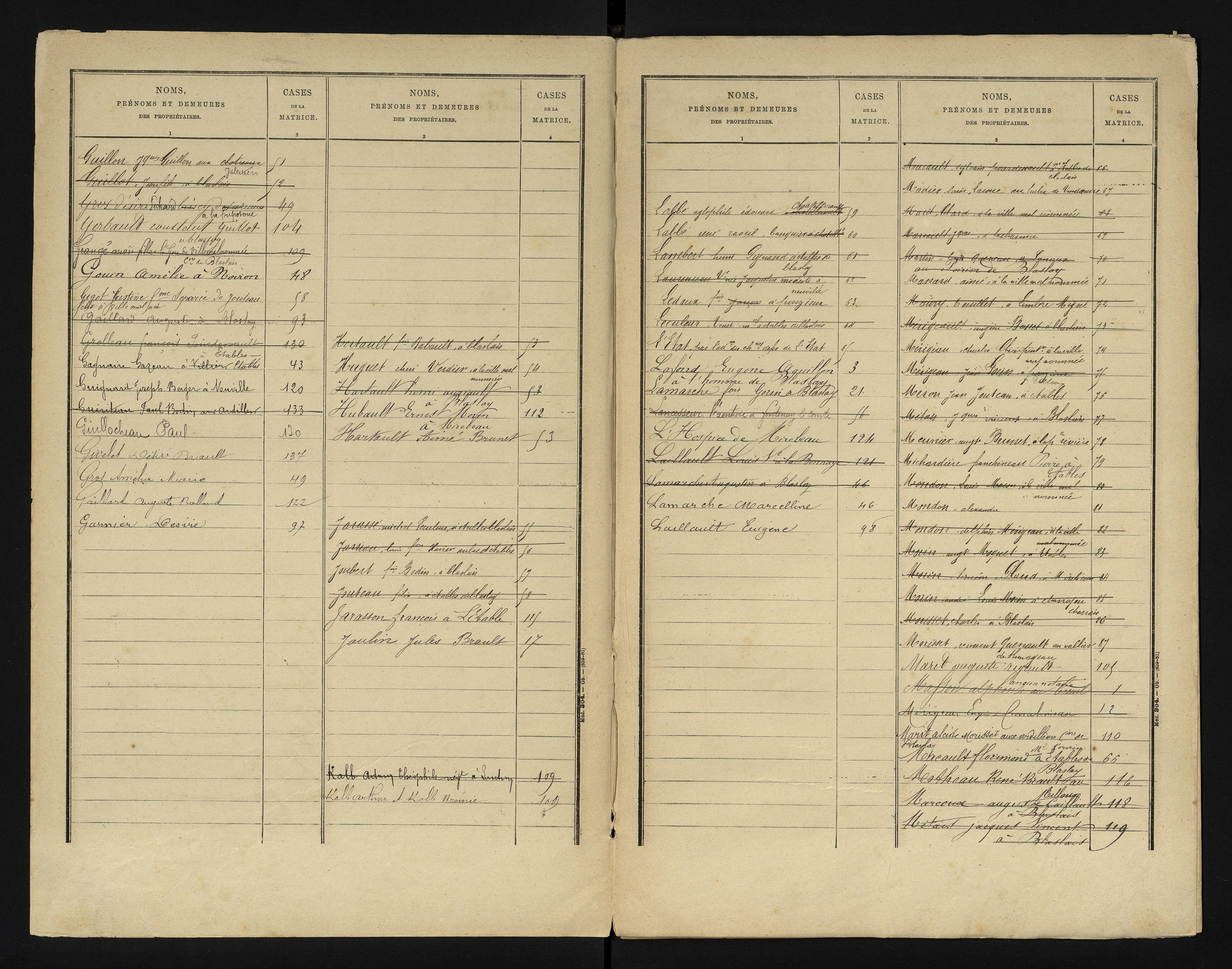 Blaslay - FRAD086_cadastre Cases 1-144 