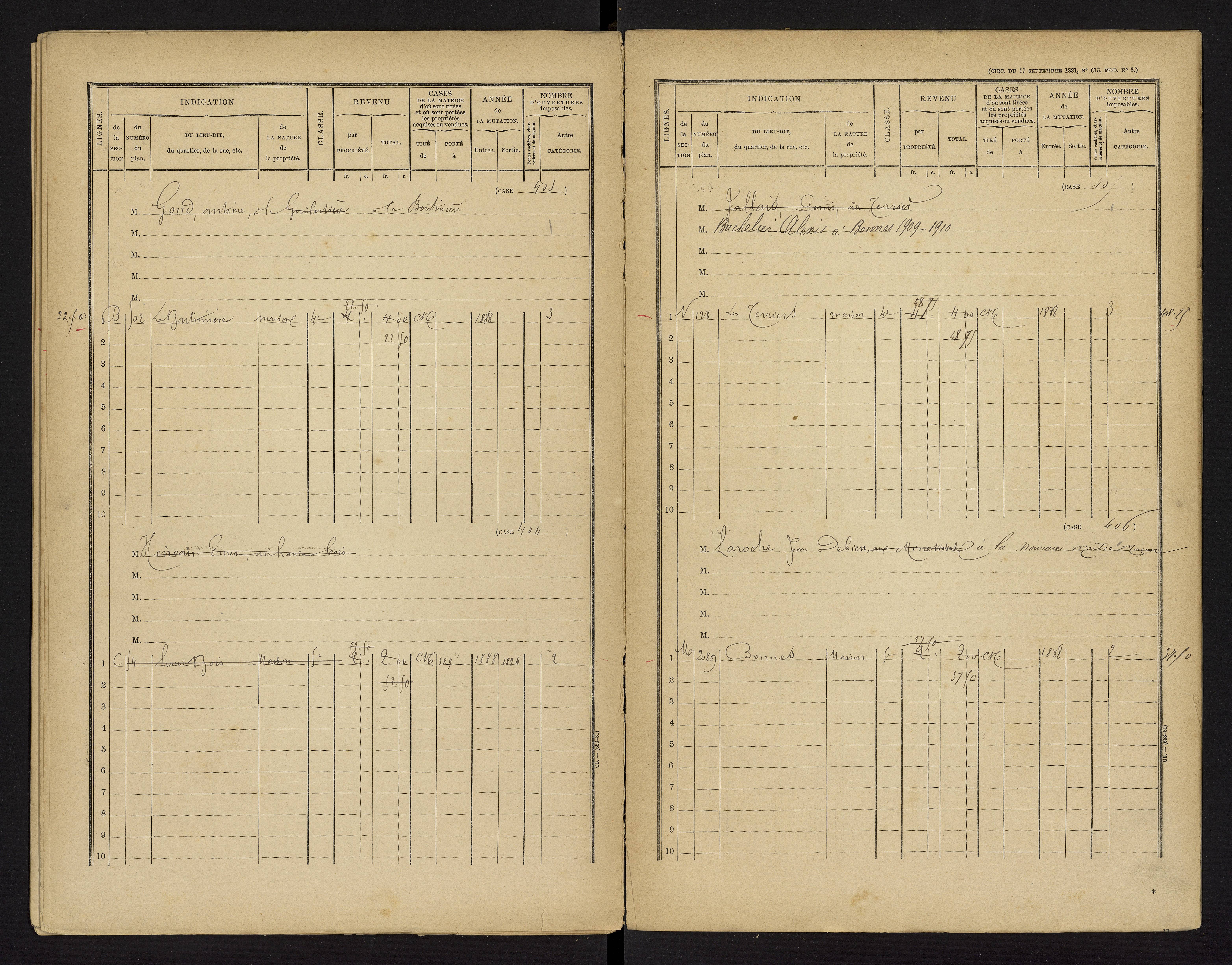 Bonnes - FRAD086_cadastre Cases 1-480 
