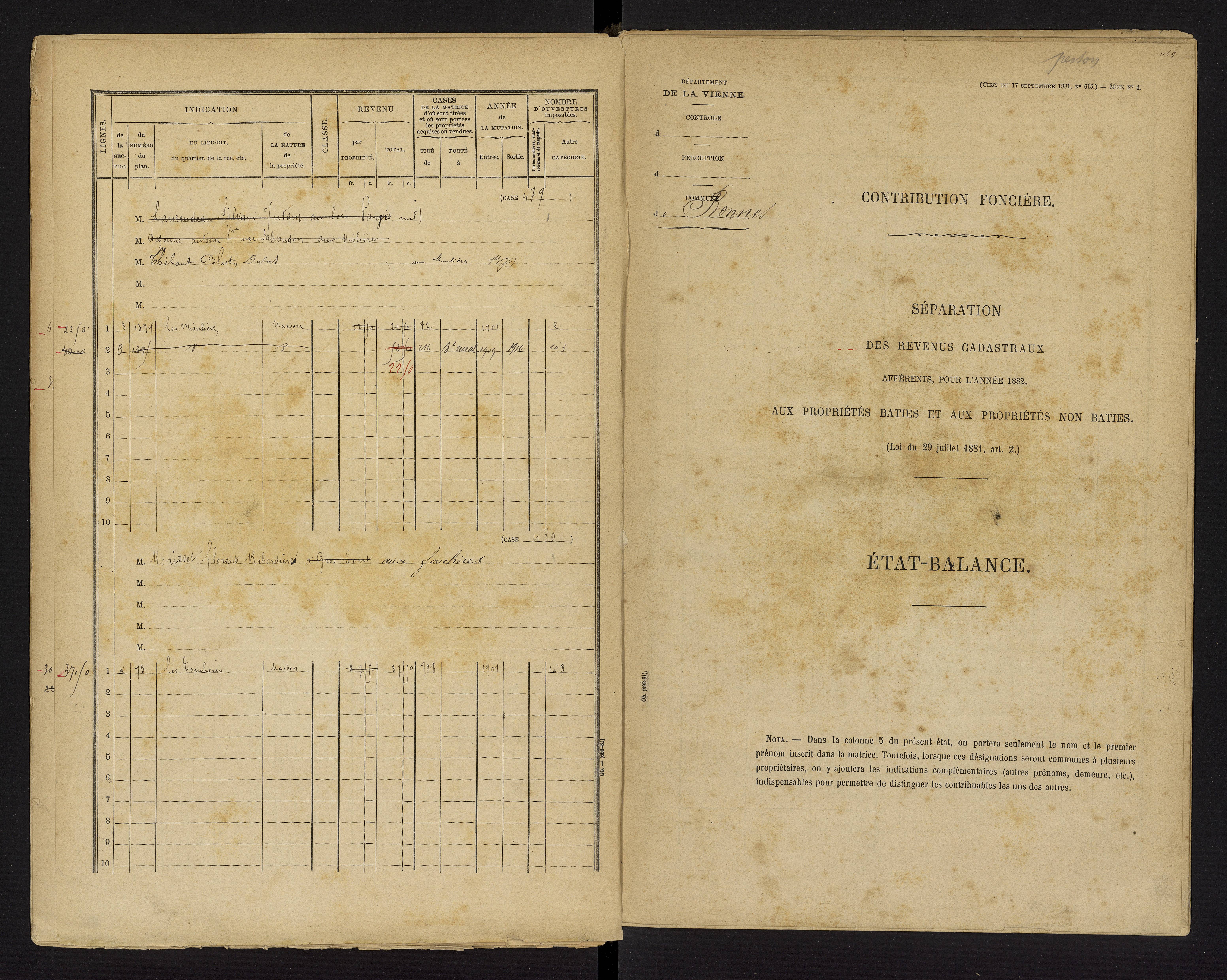 Bonnes - FRAD086_cadastre Cases 1-480 