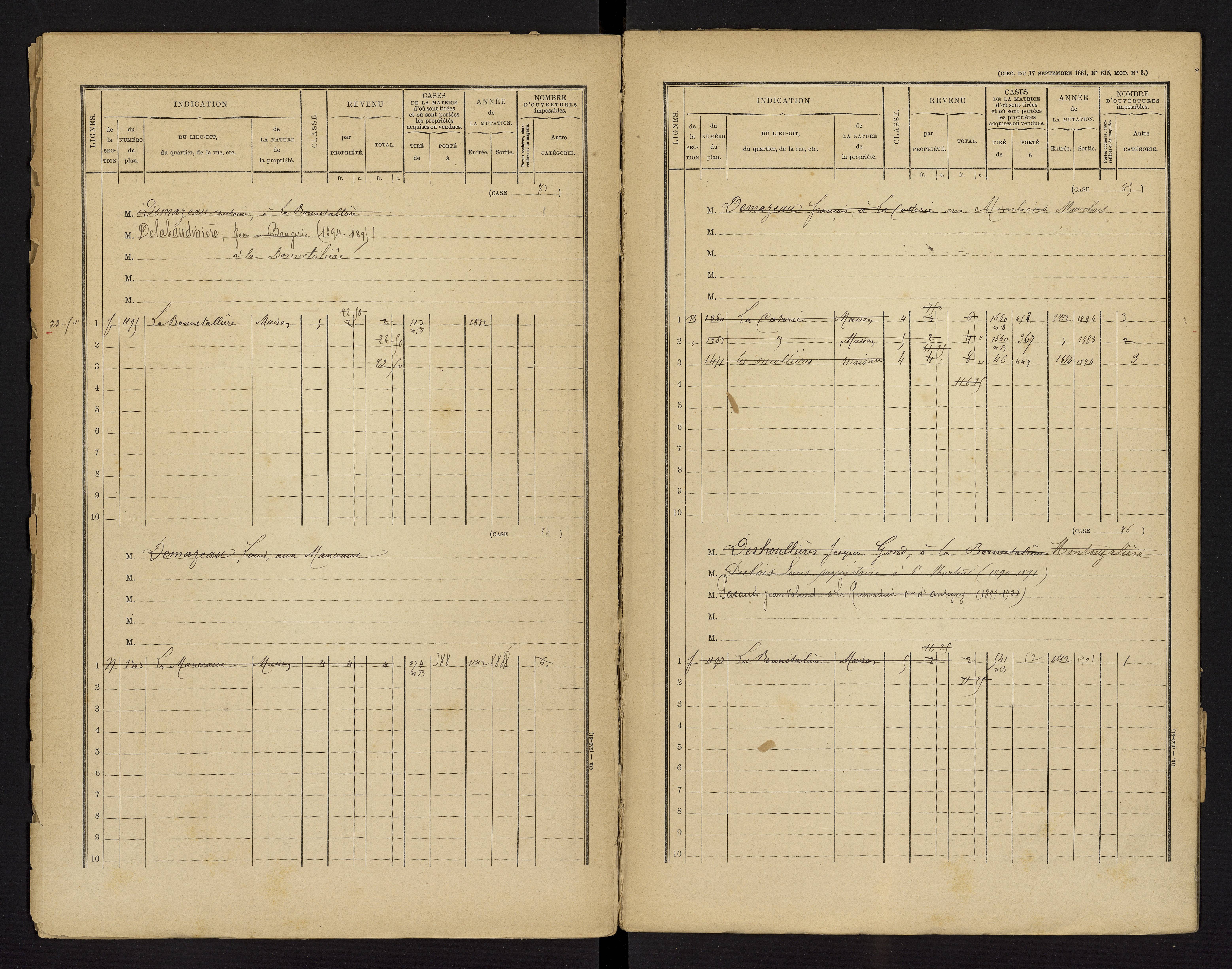 Bonnes - FRAD086_cadastre Cases 1-480 