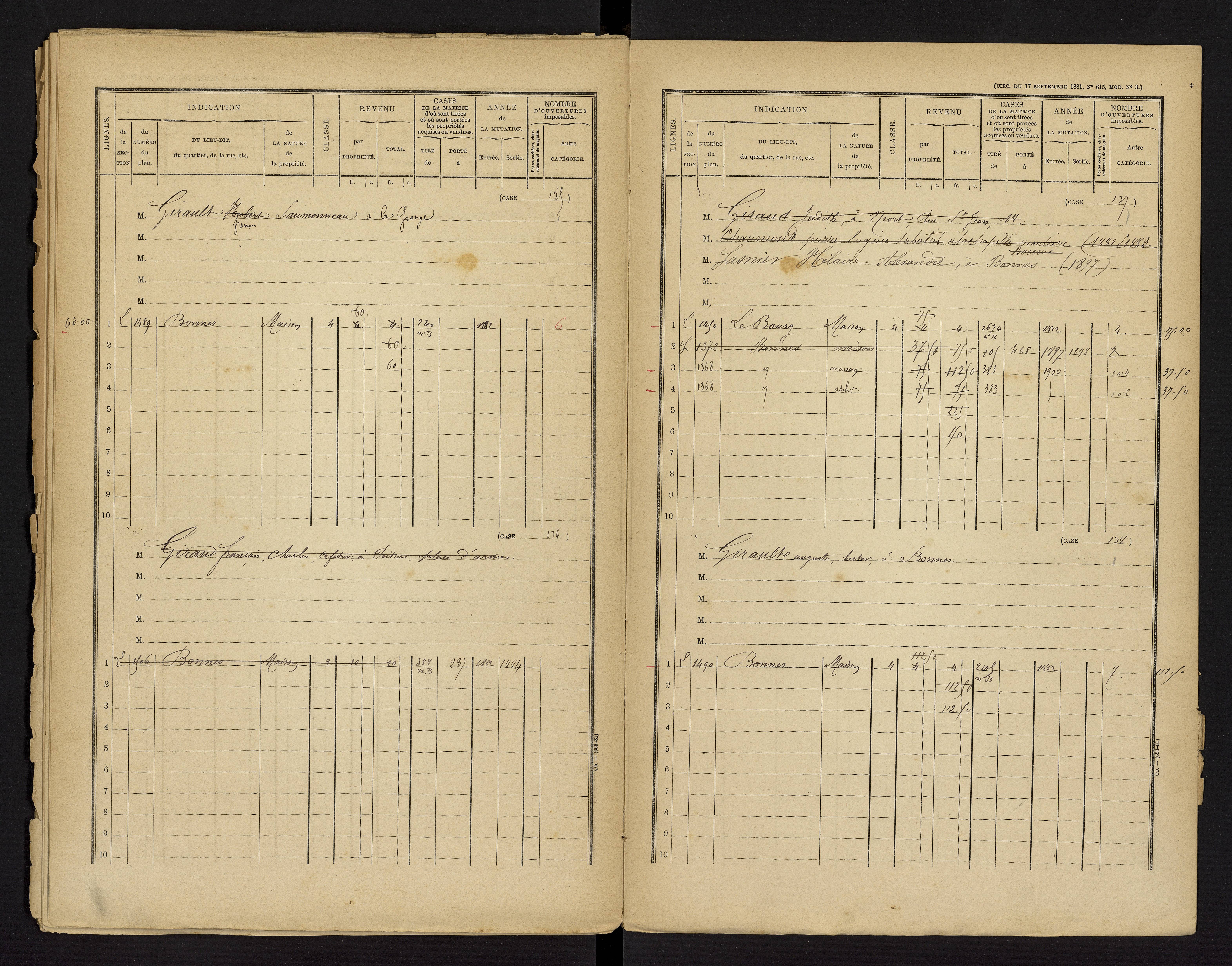 Bonnes - FRAD086_cadastre Cases 1-480 