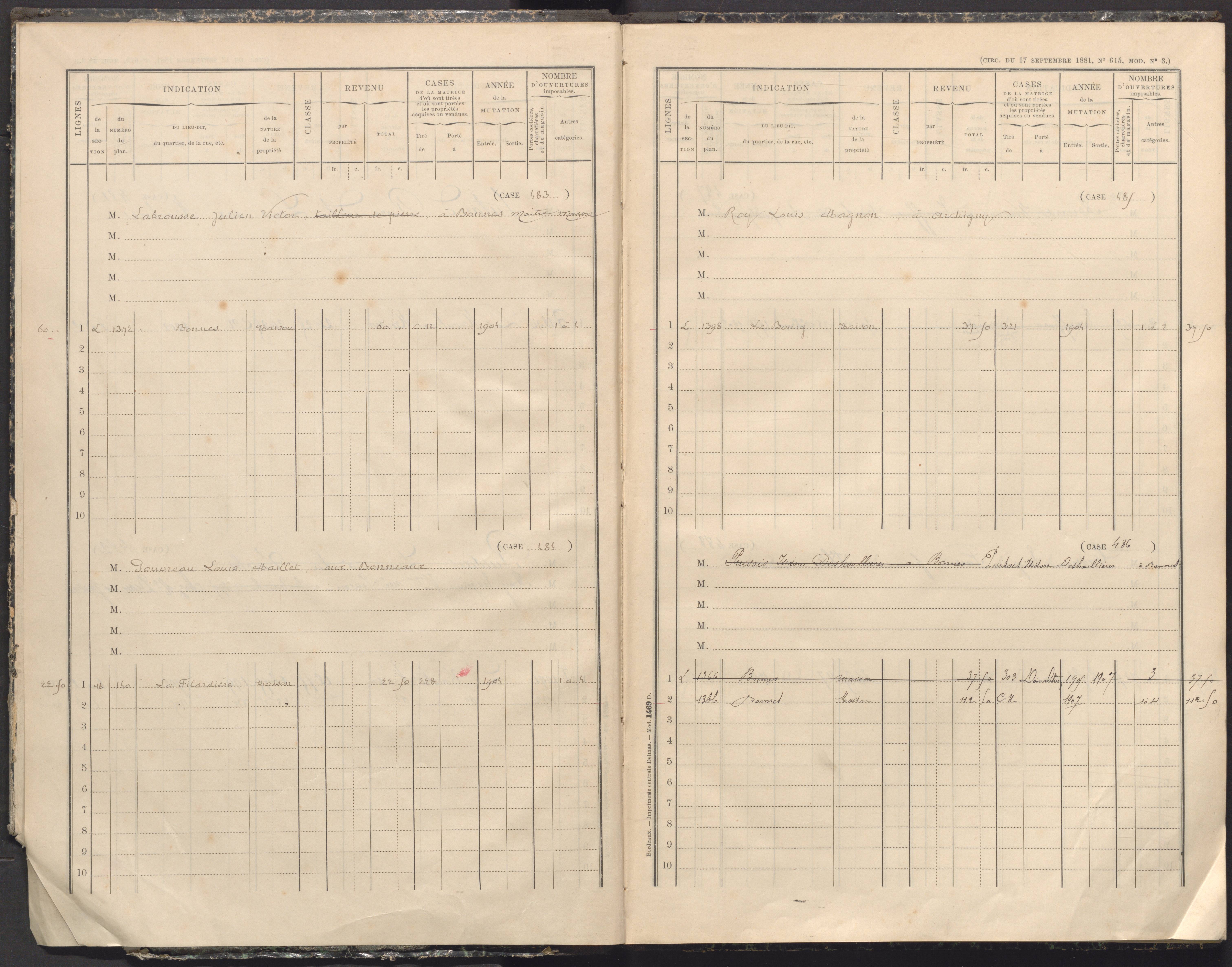 Bonnes - FRAD086_cadastre Cases 481-507 