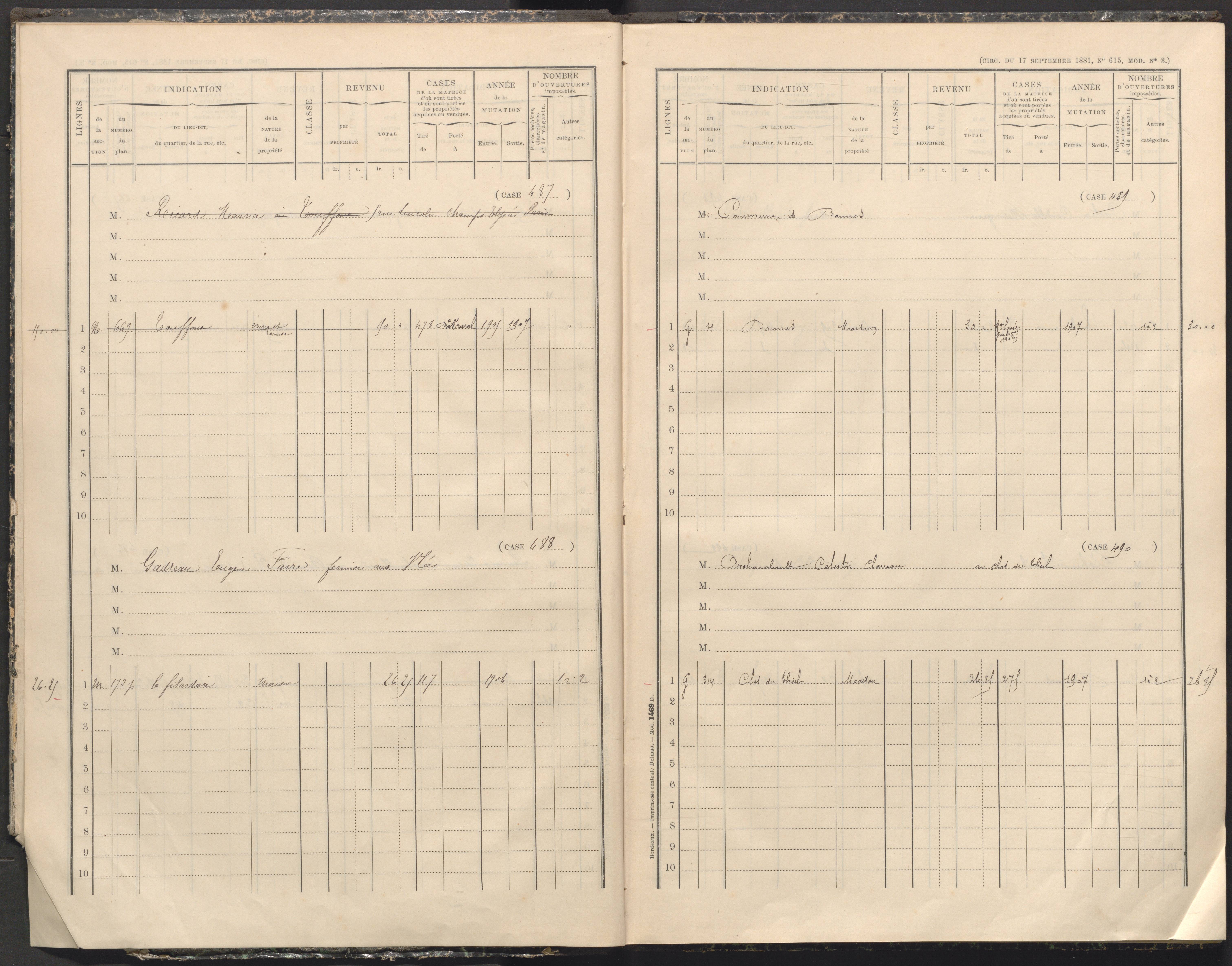 Bonnes - FRAD086_cadastre Cases 481-507 