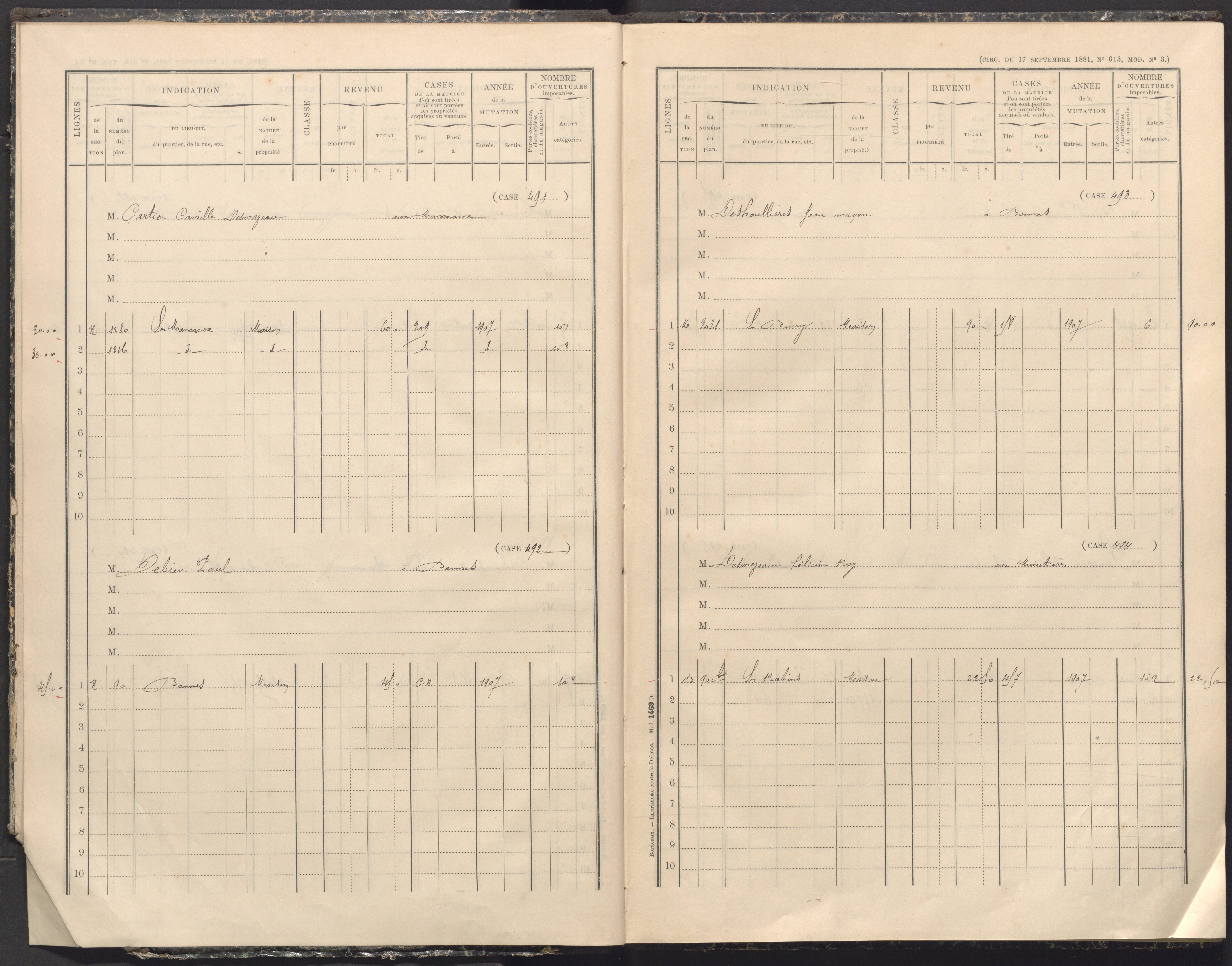 Bonnes - FRAD086_cadastre Cases 481-507 