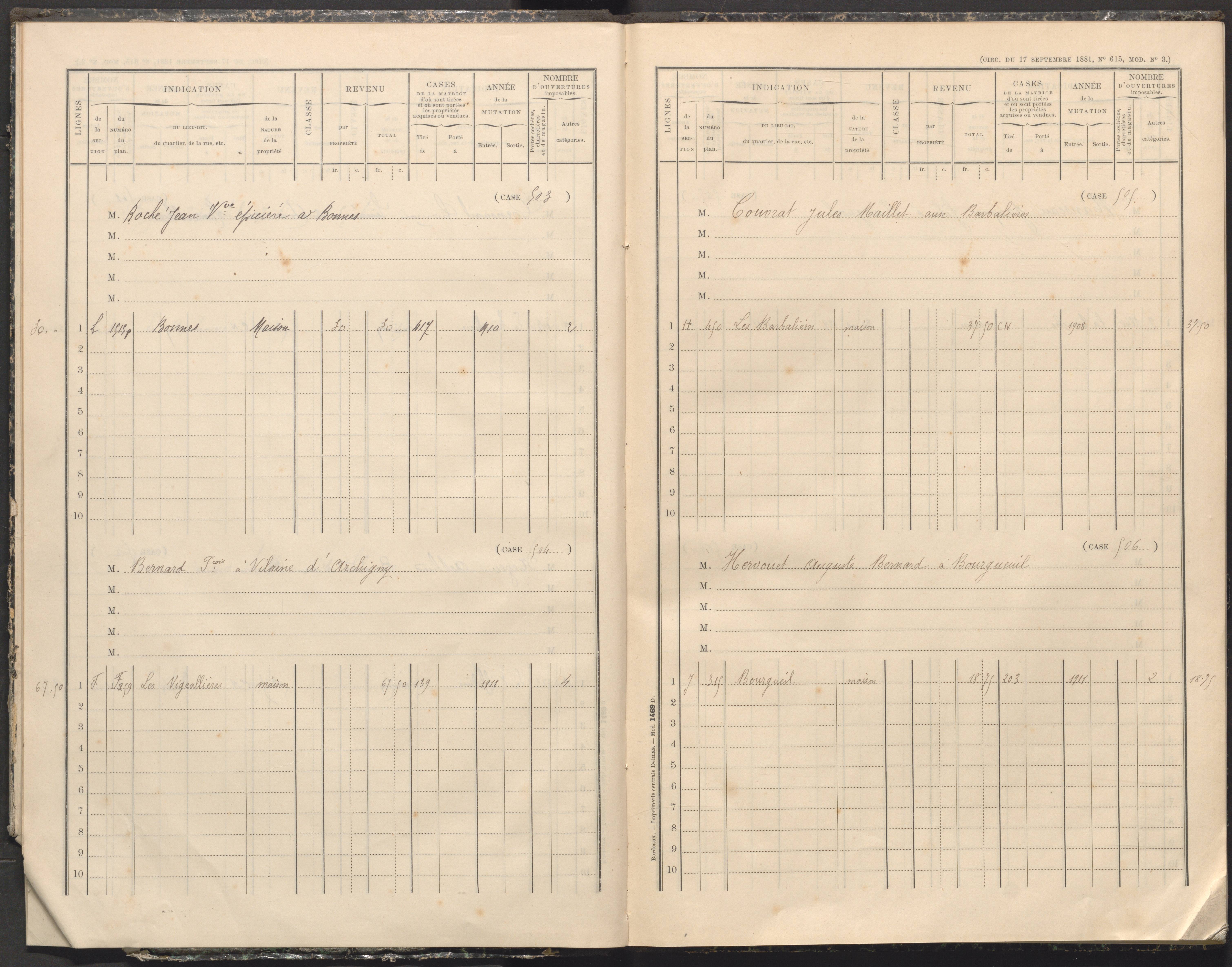 Bonnes - FRAD086_cadastre Cases 481-507 