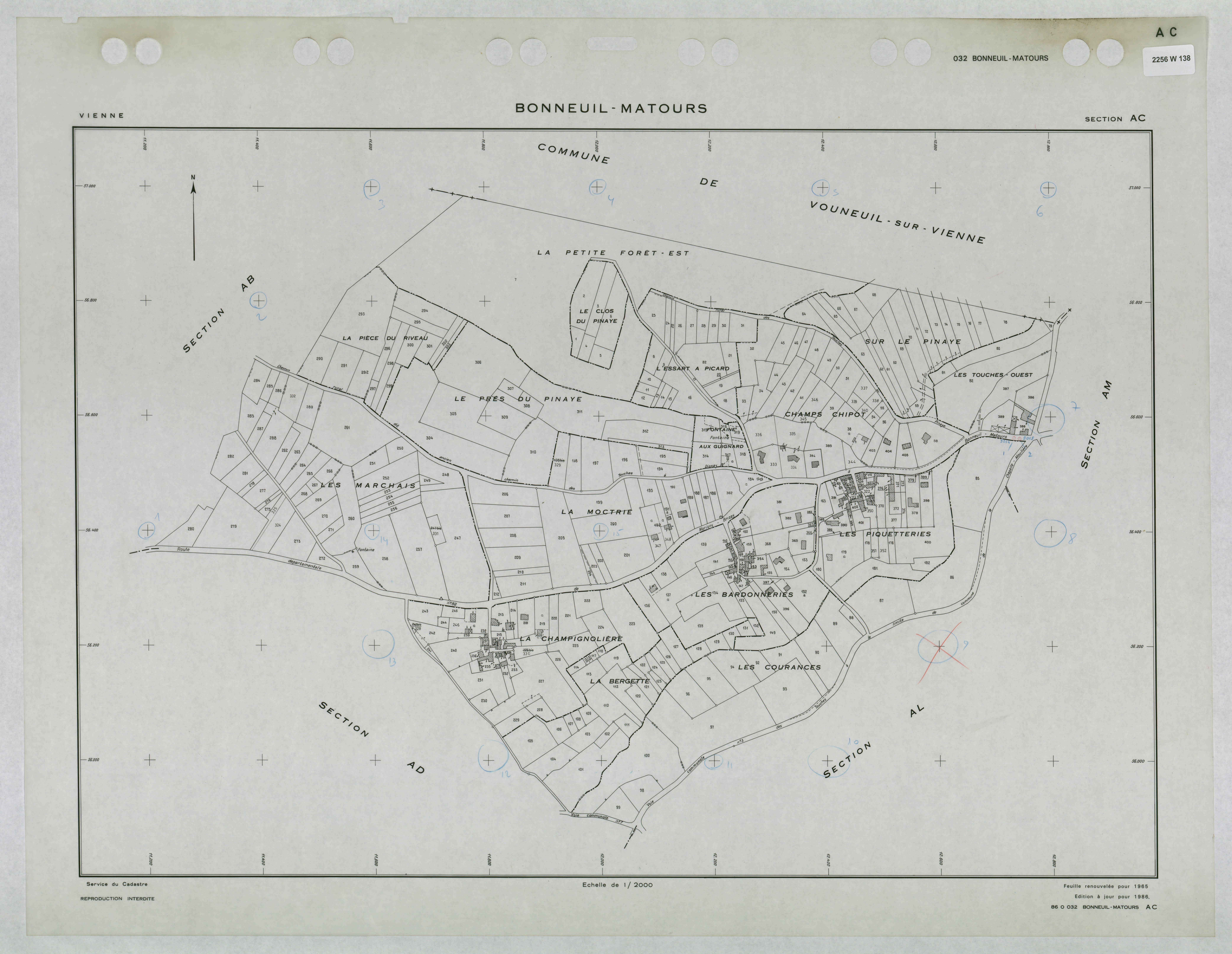 Bonneuil-Matours - FRAD086_cadastre Plans renouvelés 