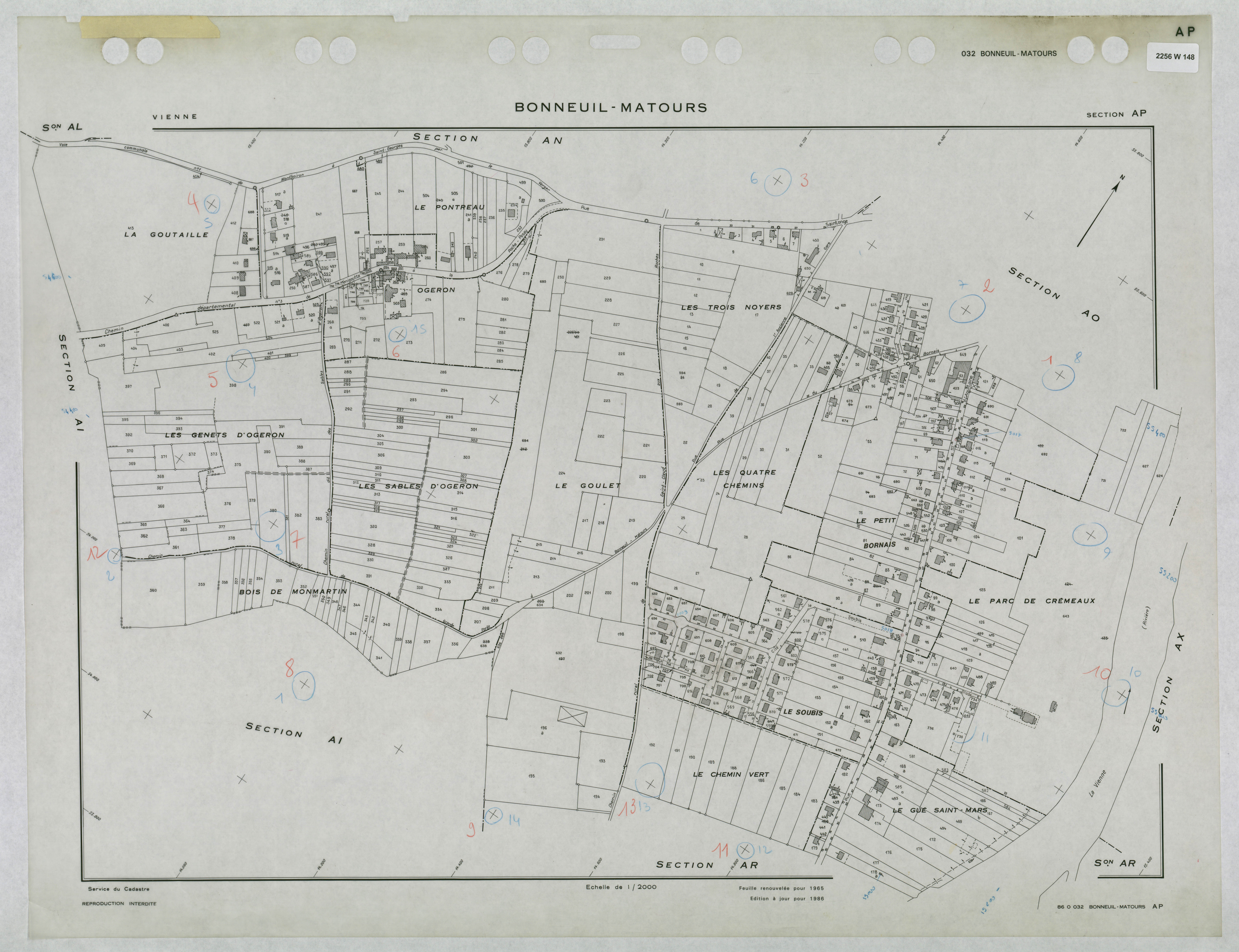 Bonneuil-Matours - FRAD086_cadastre Plans renouvelés 