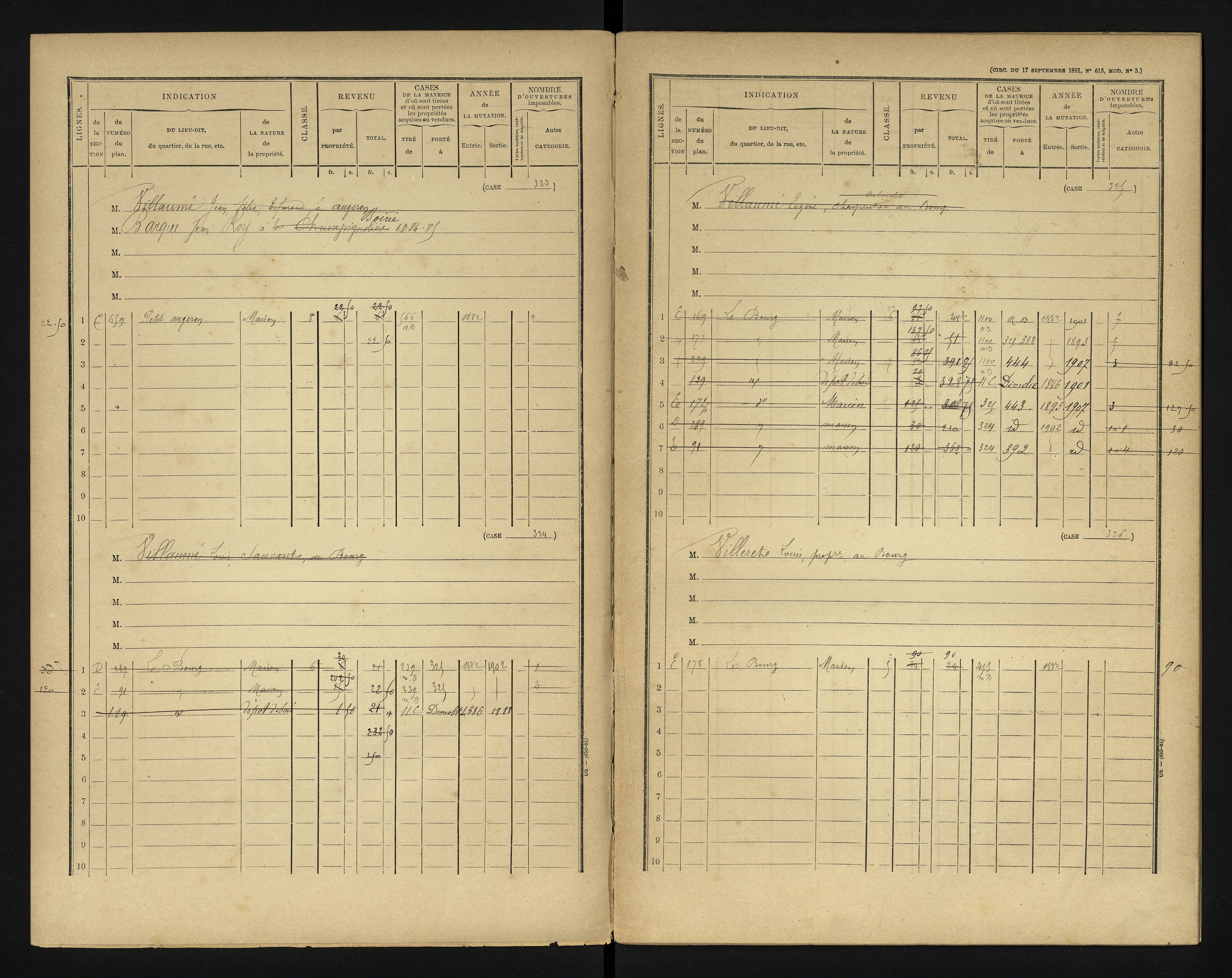 Bonneuil-Matours - FRAD086_cadastre Cases 1-444 