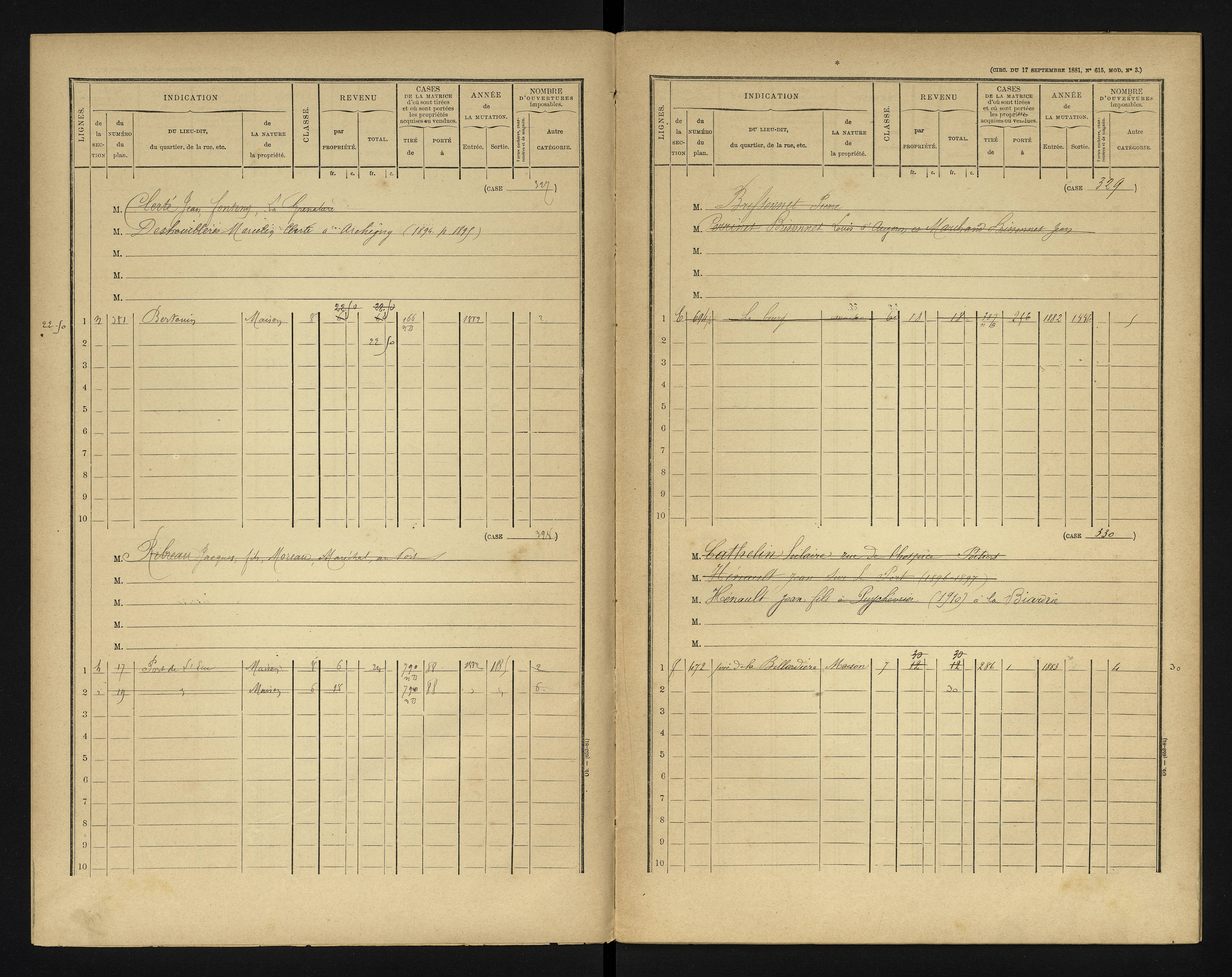 Bonneuil-Matours - FRAD086_cadastre Cases 1-444 