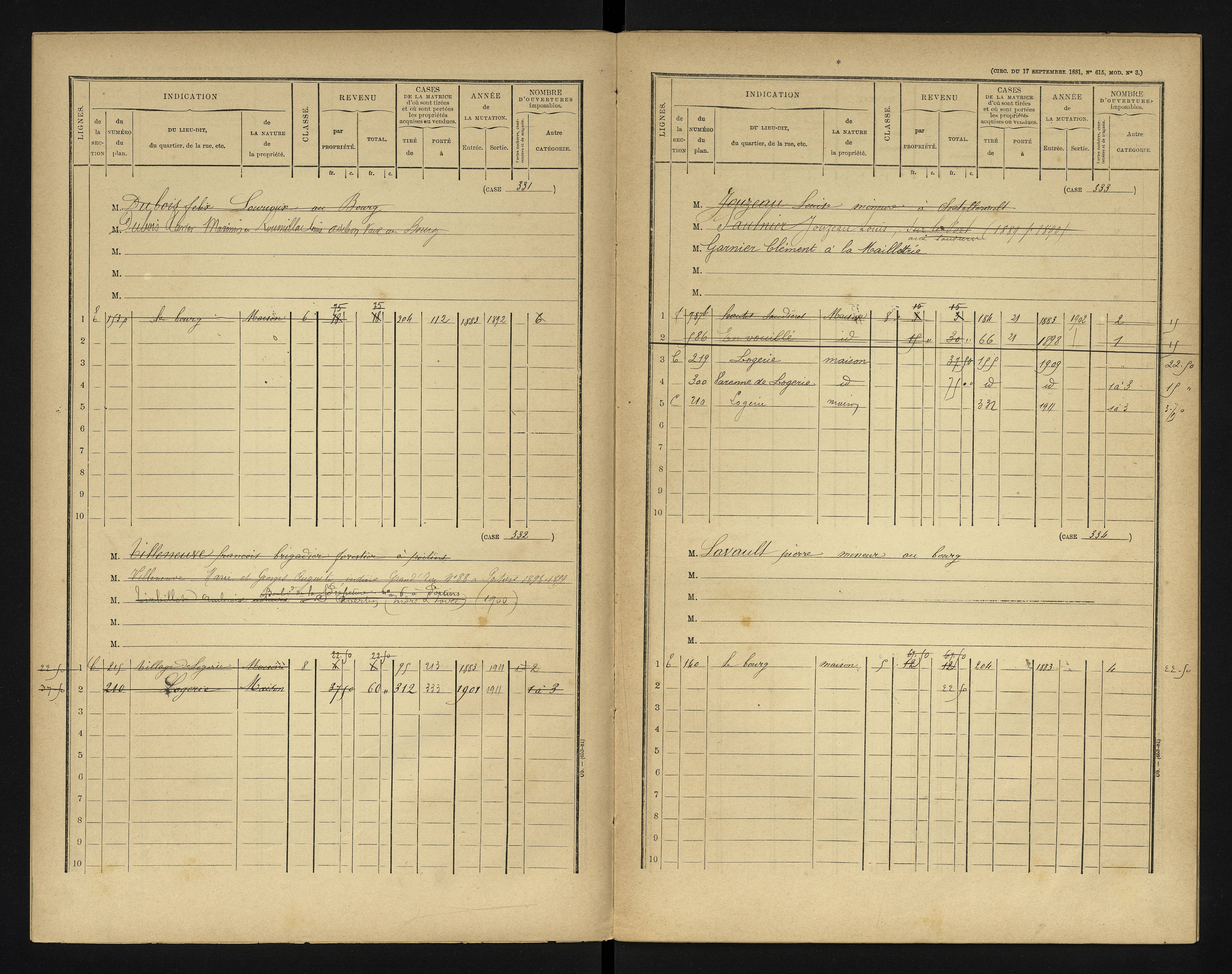 Bonneuil-Matours - FRAD086_cadastre Cases 1-444 