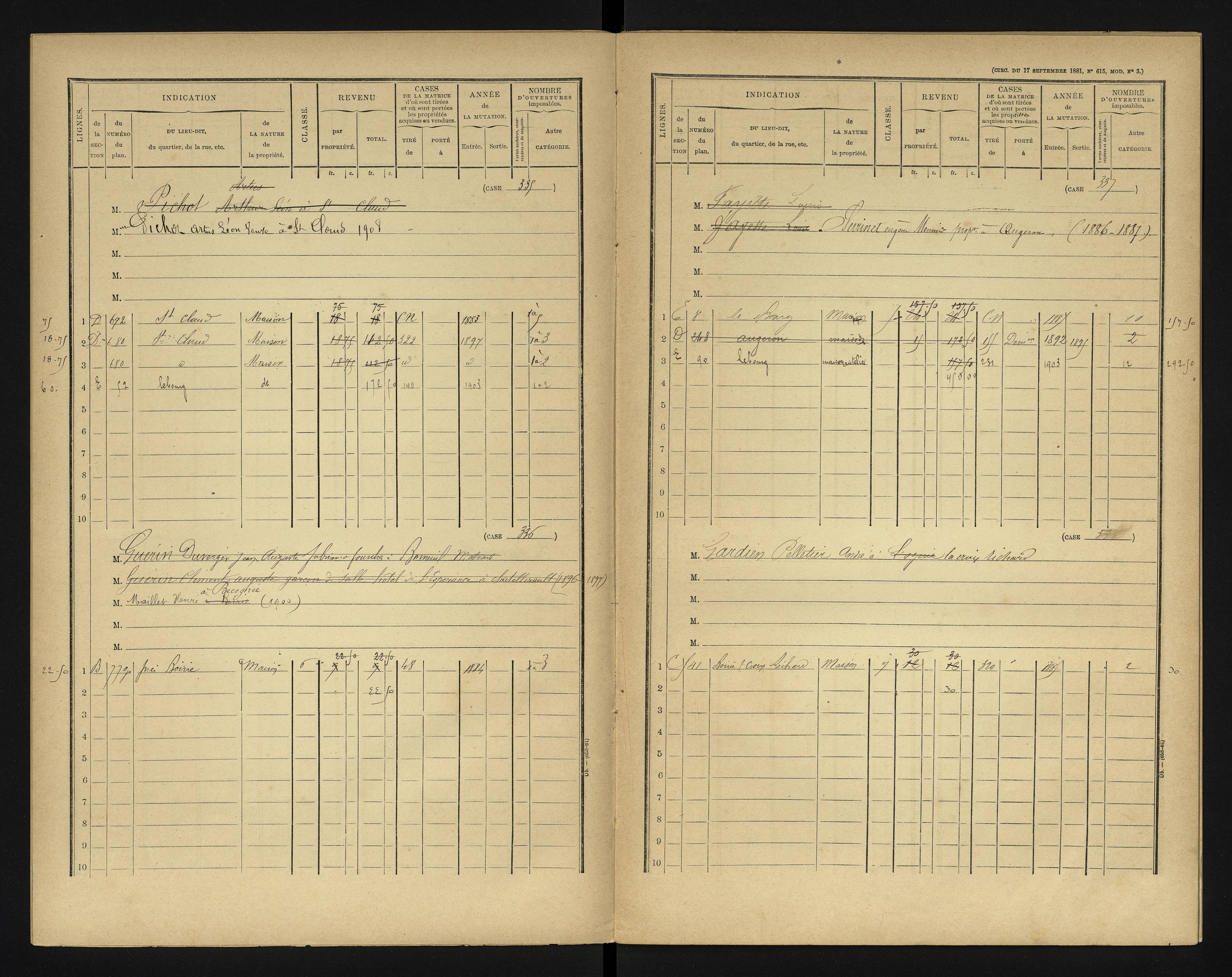 Bonneuil-Matours - FRAD086_cadastre Cases 1-444 