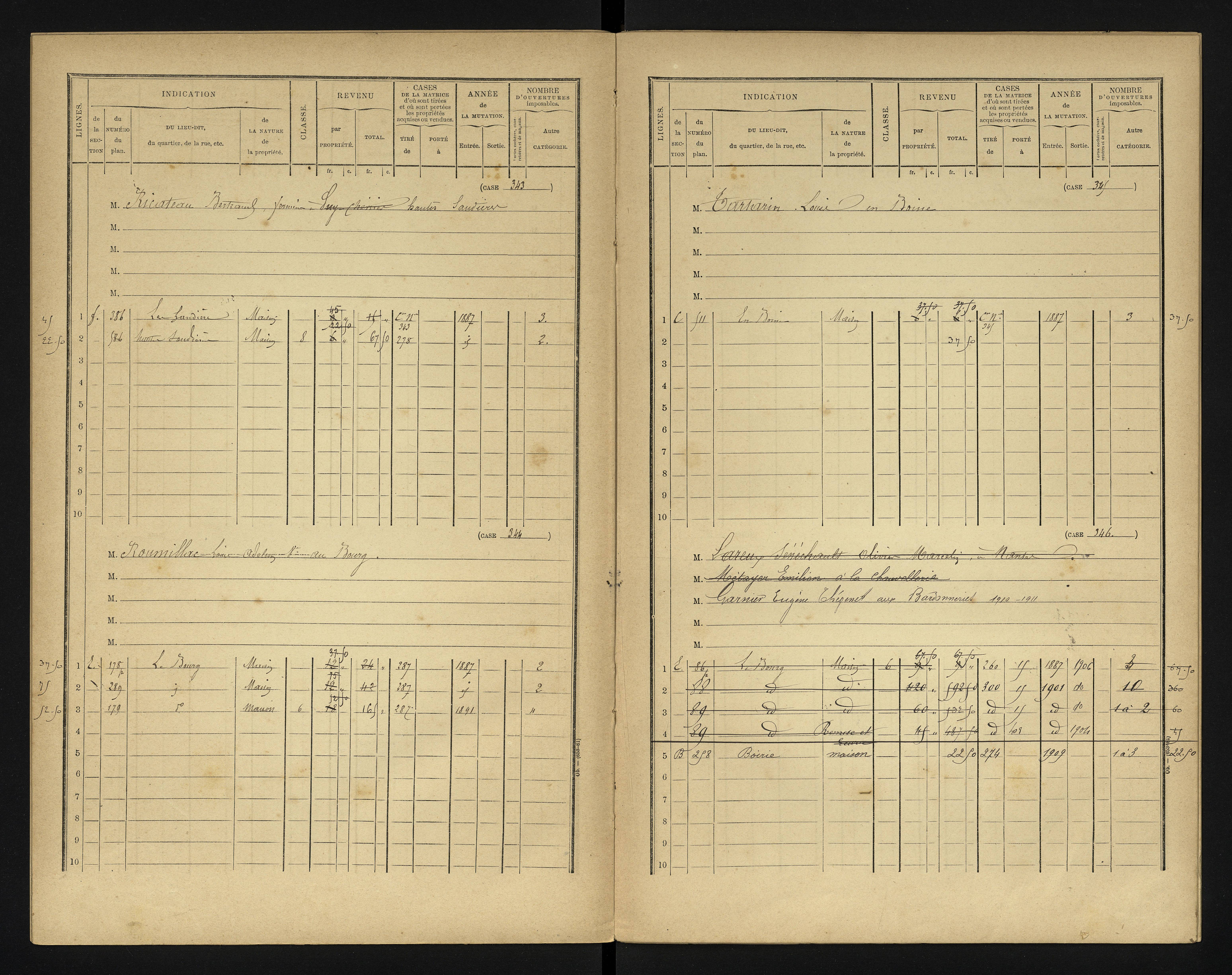 Bonneuil-Matours - FRAD086_cadastre Cases 1-444 