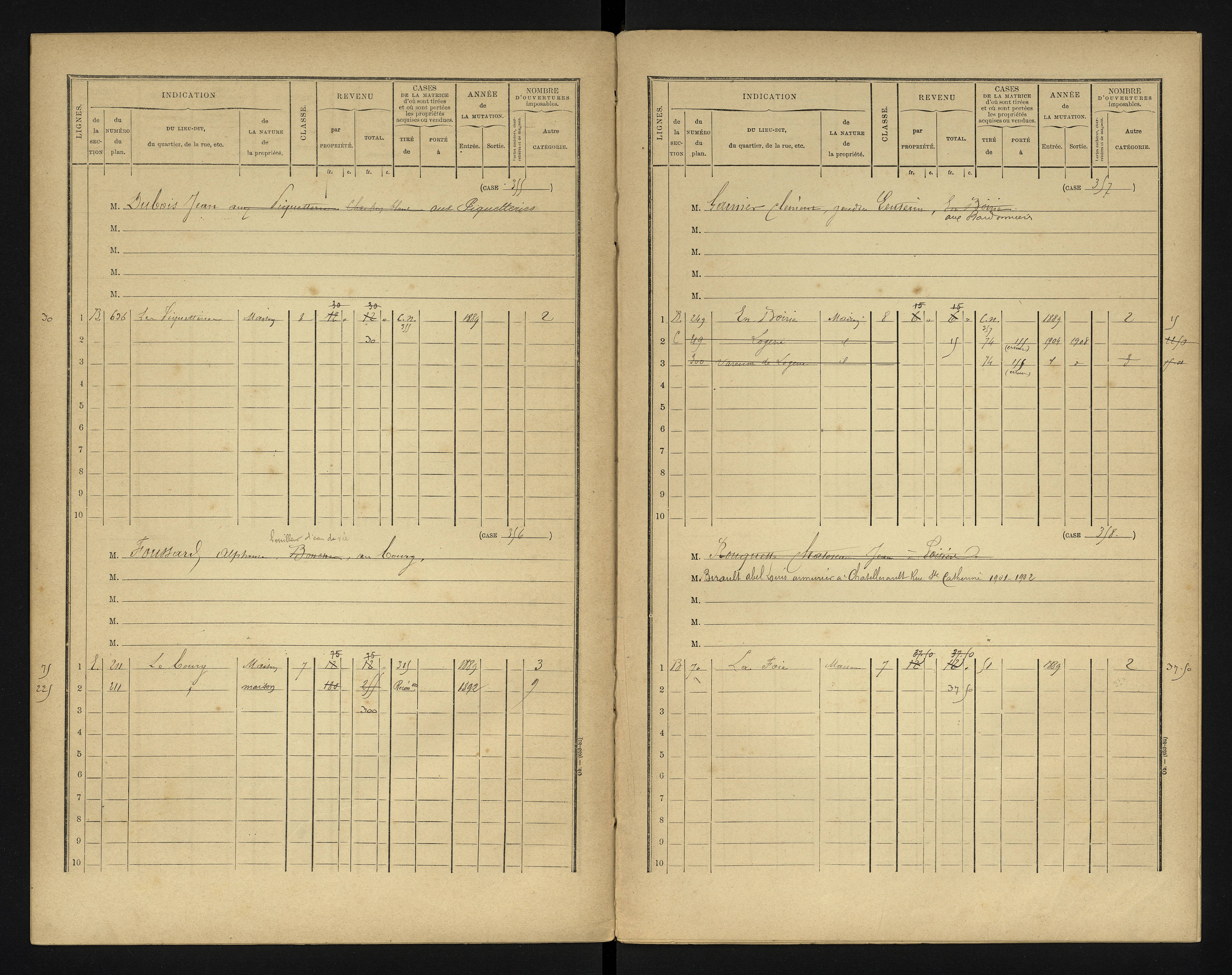 Bonneuil-Matours - FRAD086_cadastre Cases 1-444 
