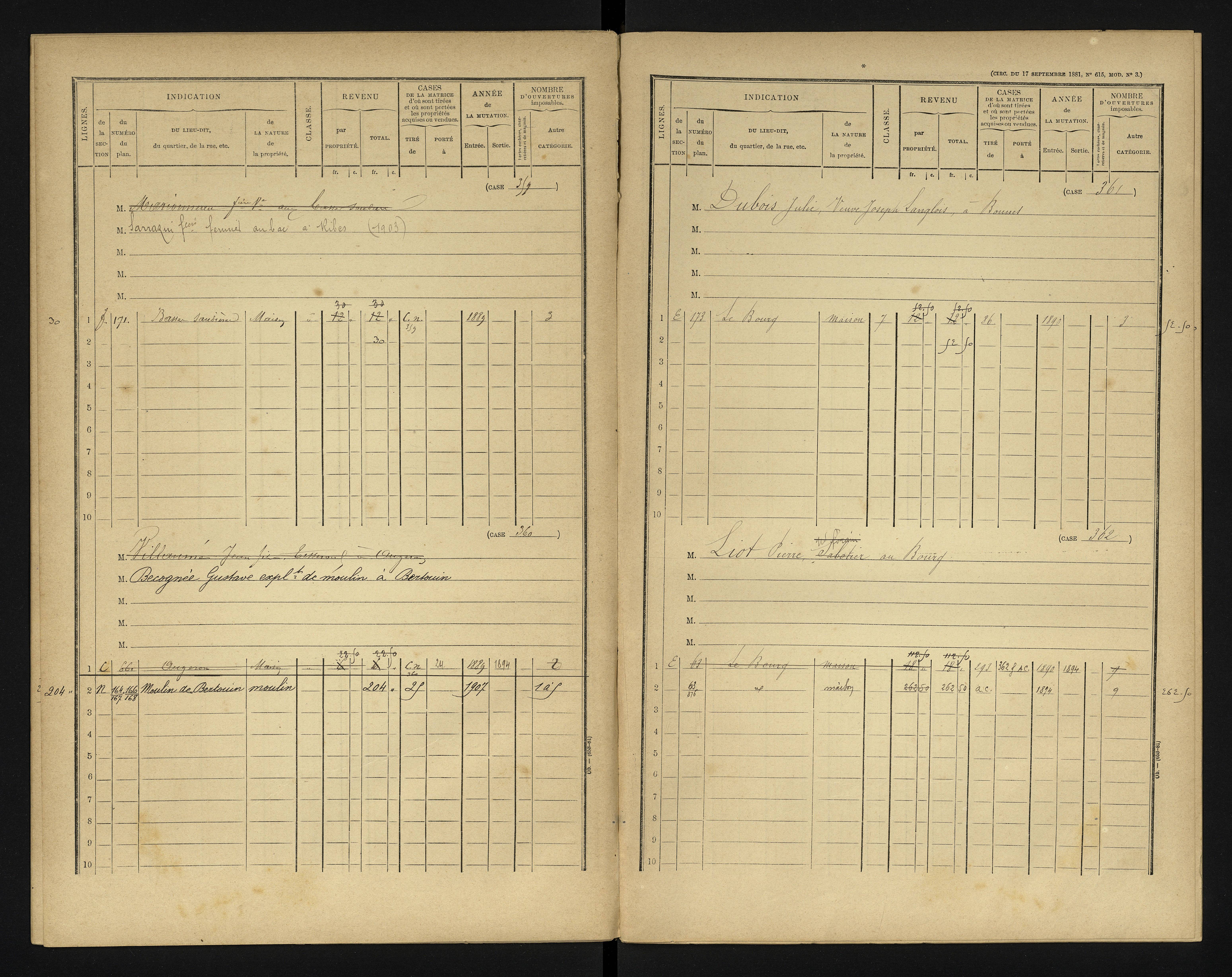 Bonneuil-Matours - FRAD086_cadastre Cases 1-444 