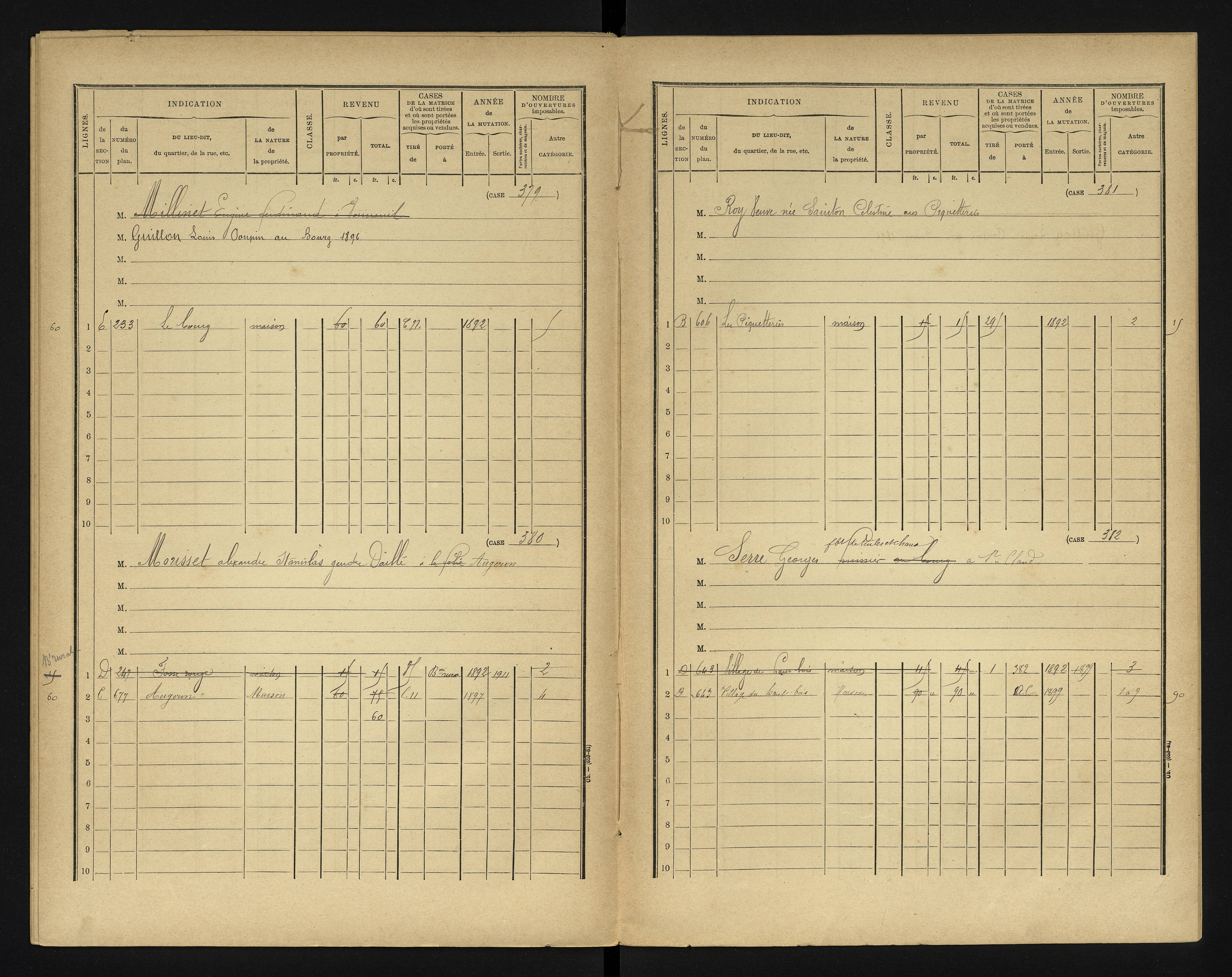Bonneuil-Matours - FRAD086_cadastre Cases 1-444 