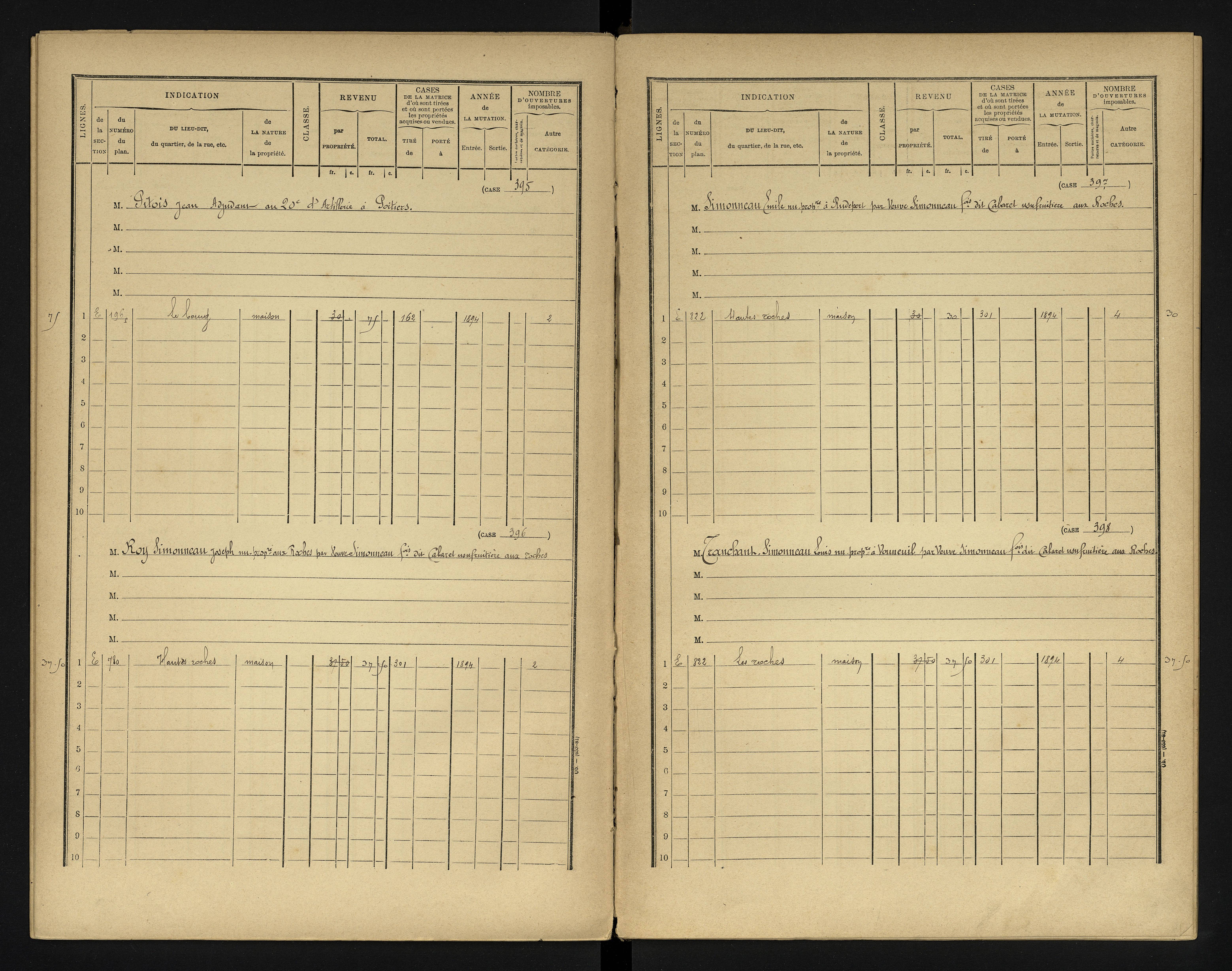 Bonneuil-Matours - FRAD086_cadastre Cases 1-444 