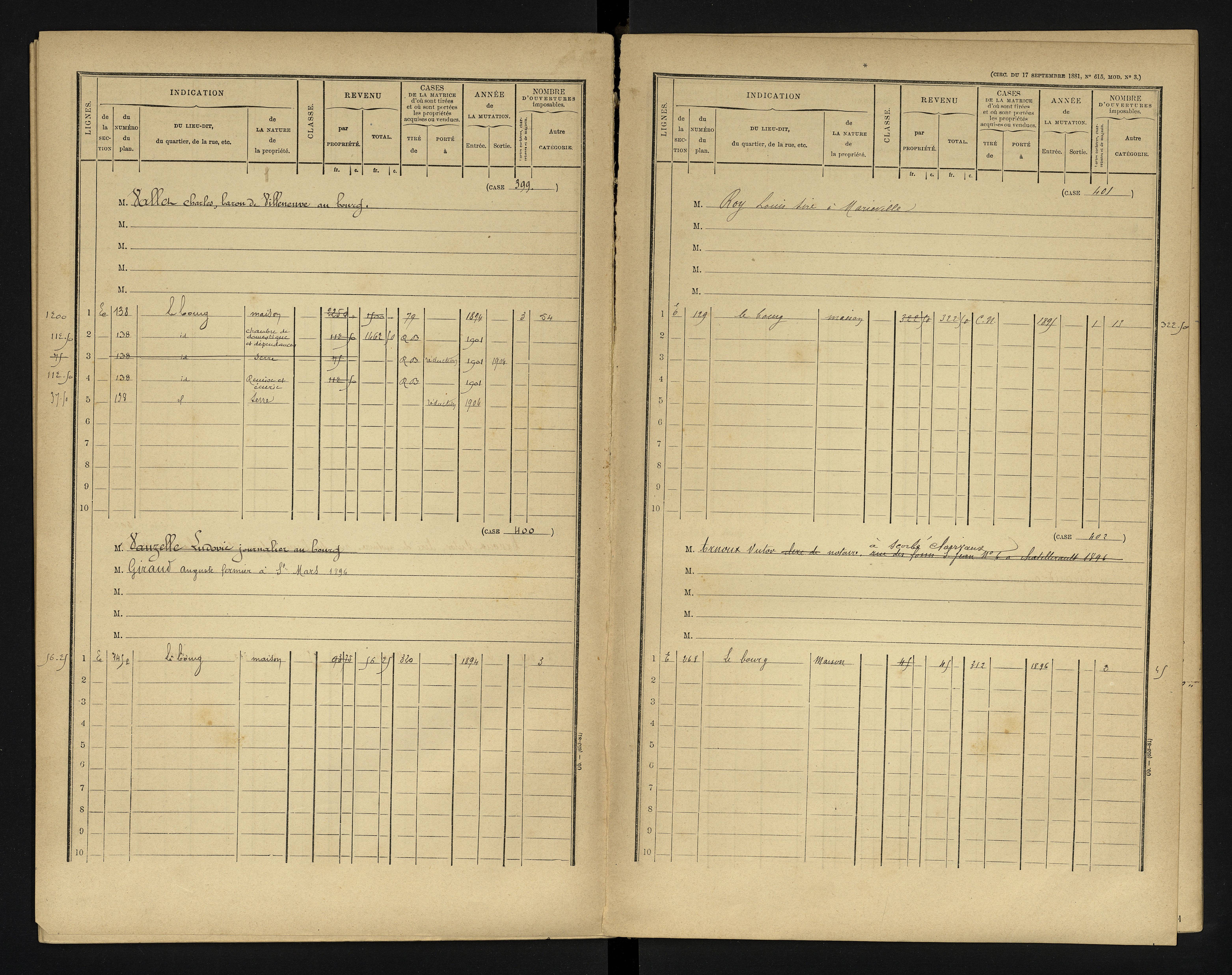 Bonneuil-Matours - FRAD086_cadastre Cases 1-444 