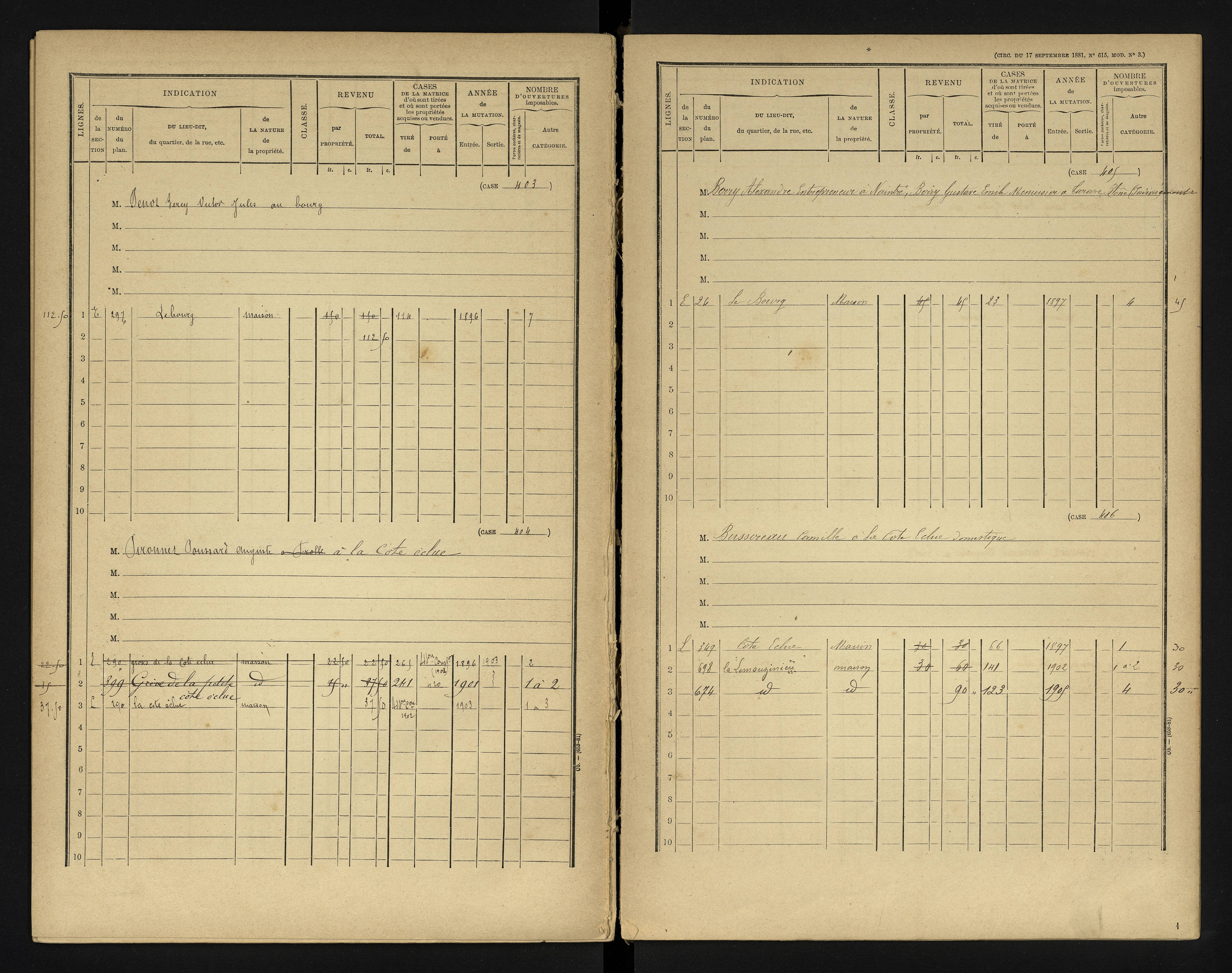 Bonneuil-Matours - FRAD086_cadastre Cases 1-444 