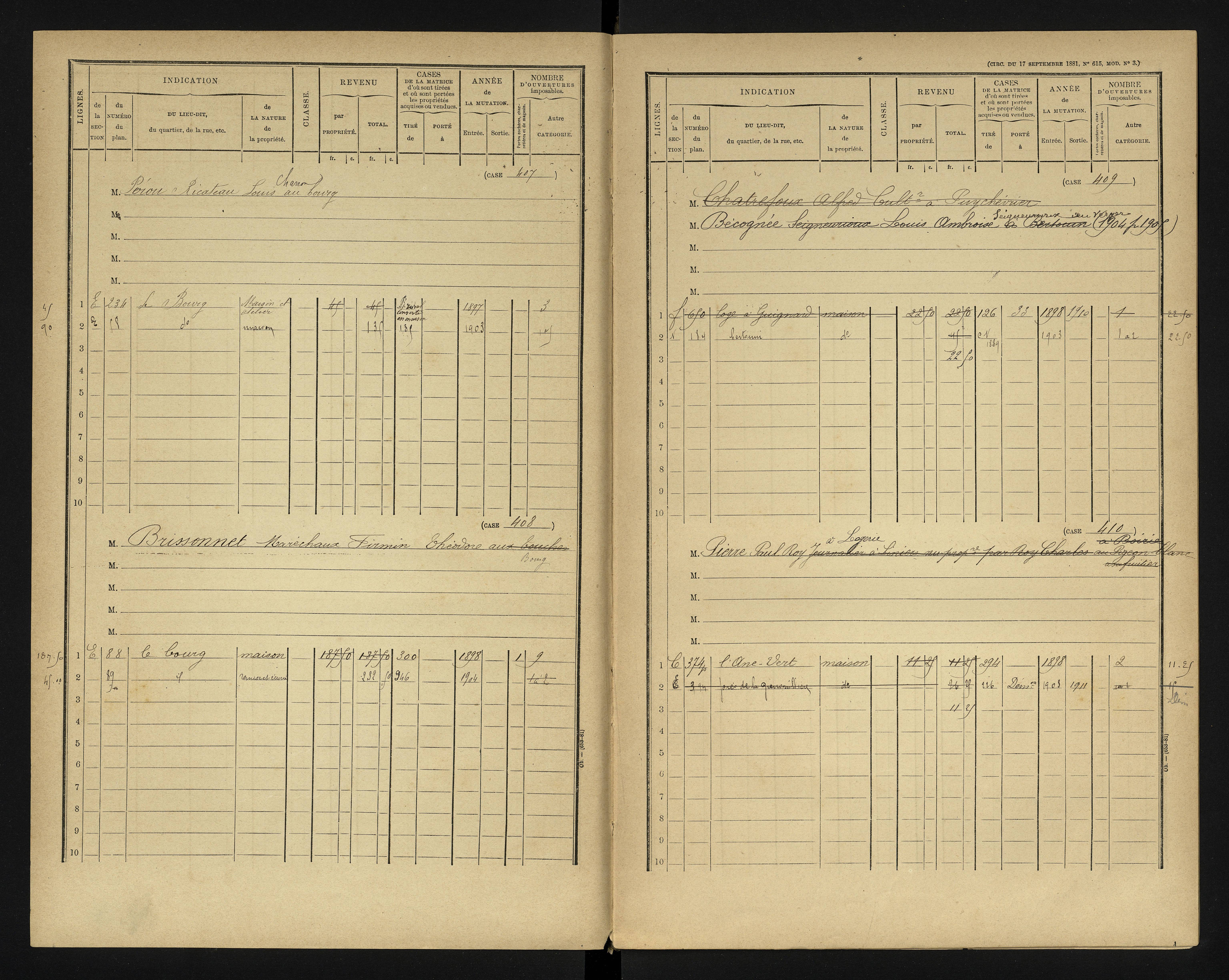 Bonneuil-Matours - FRAD086_cadastre Cases 1-444 