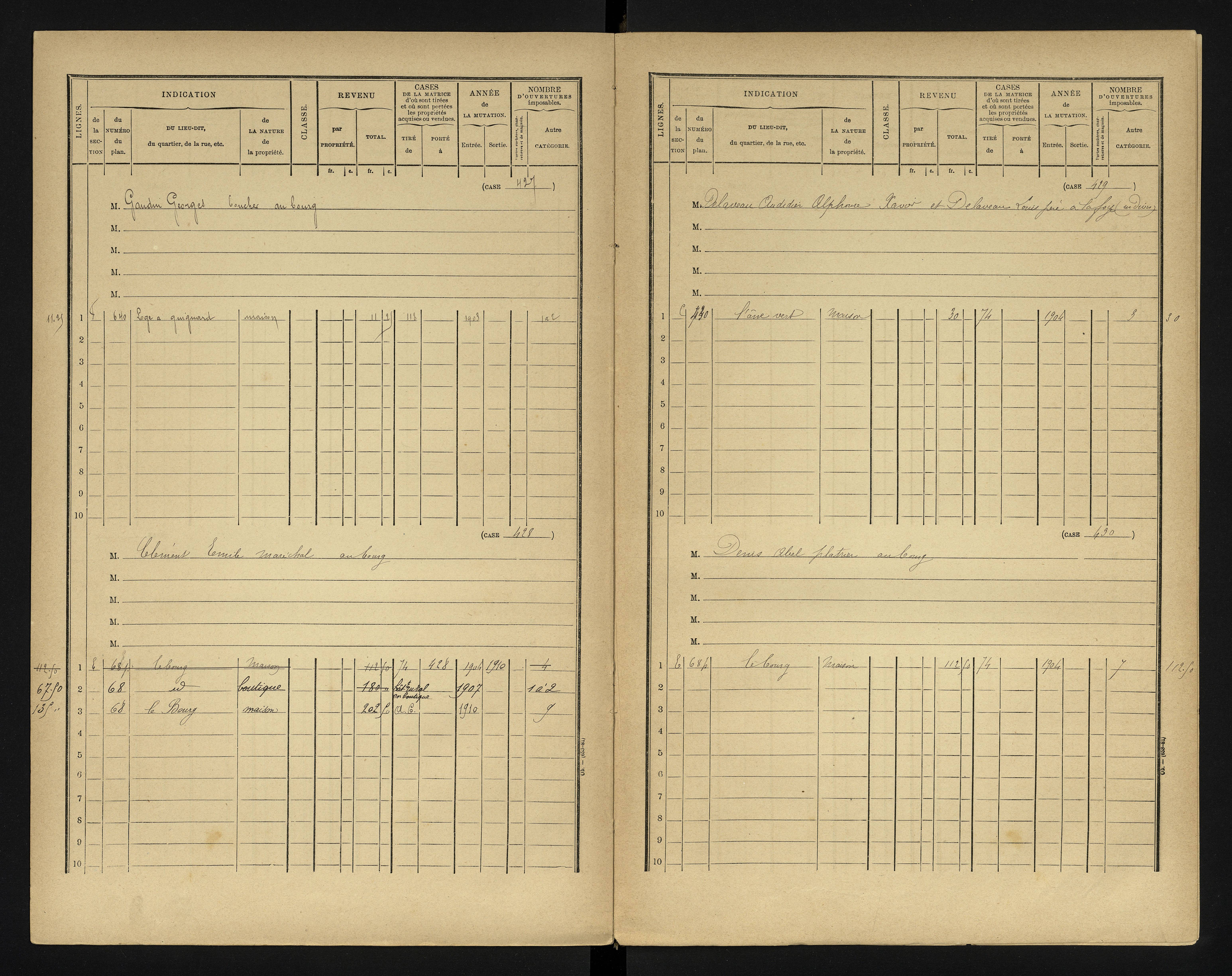 Bonneuil-Matours - FRAD086_cadastre Cases 1-444 